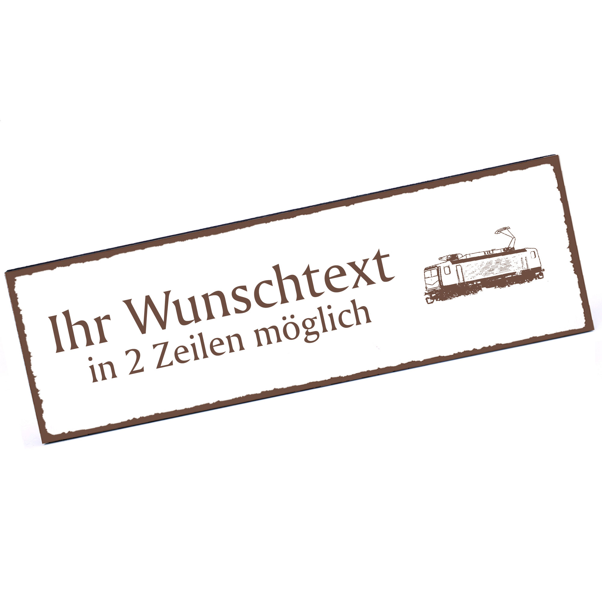 Türschild Lok  Namensschild personalisiert mit Gravur - 150mm x 50mm - selbstklebend