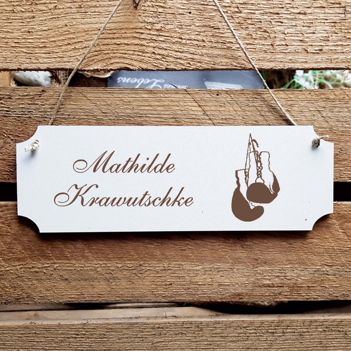 Schild « Boxen » Namensschild Türschild zum Anhängen - 20 x 6,7 cm