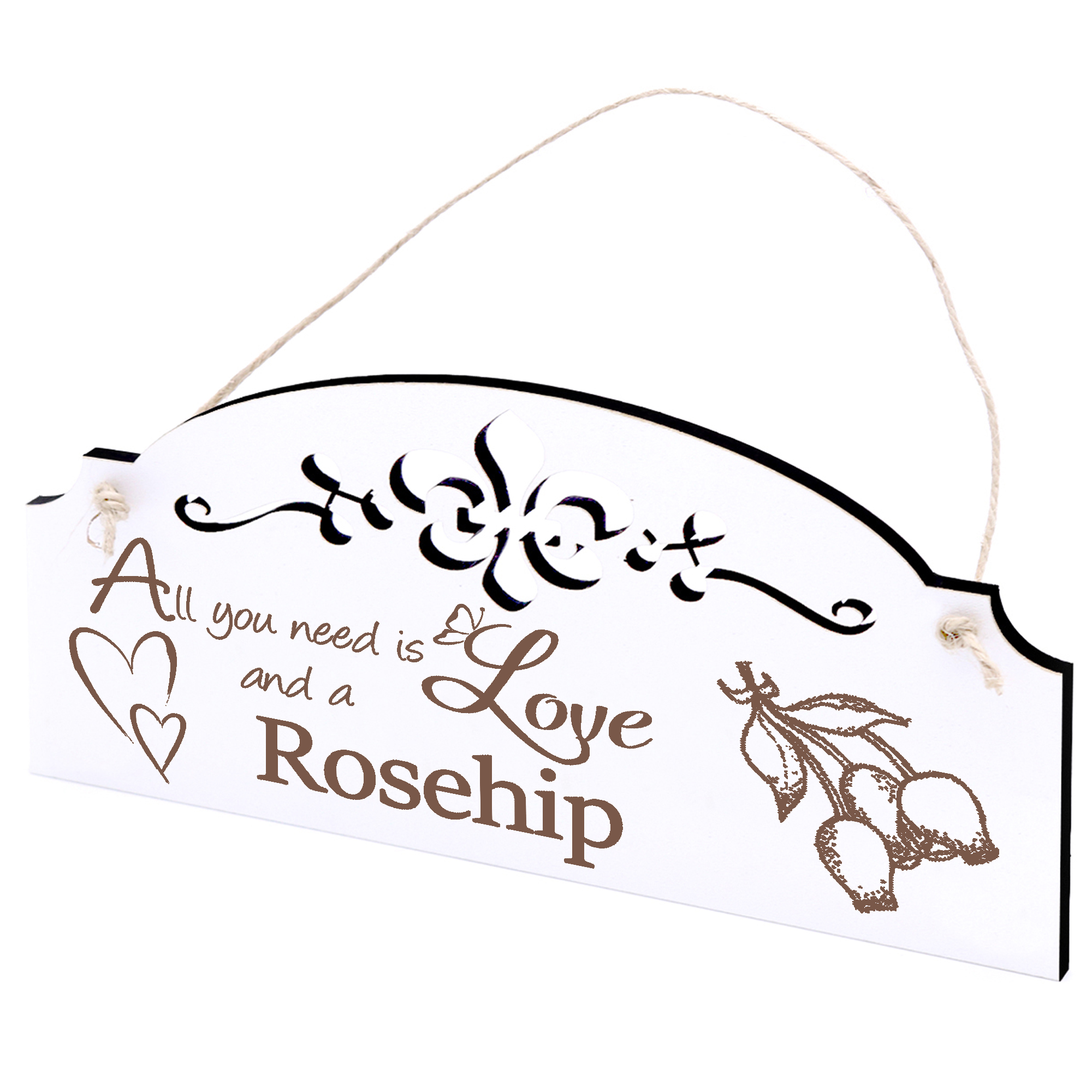 Schild Hagebutte Deko 20x10cm - All you need is Love and a Rosehip - Holz