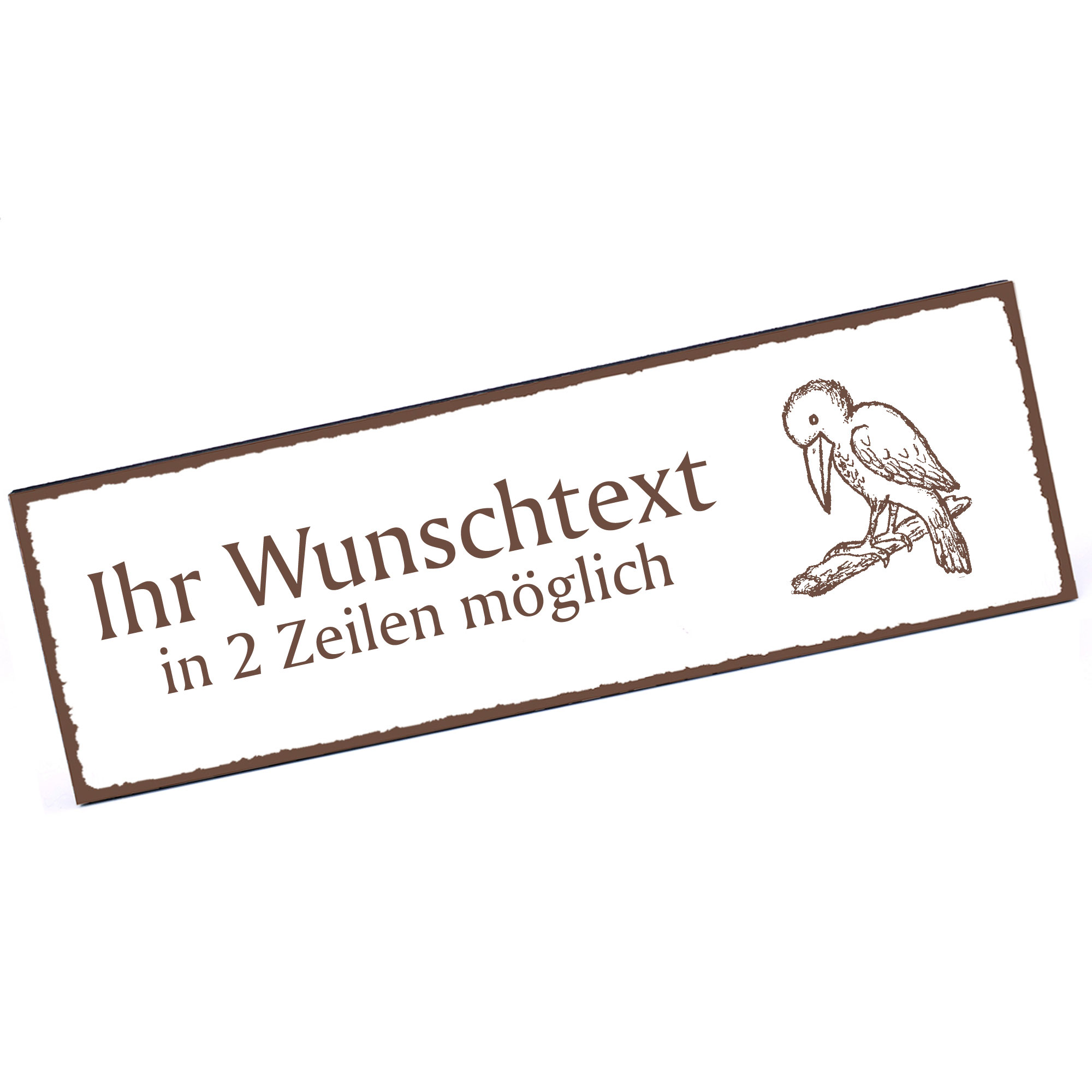 Türschild niedlicher Rabe  Namensschild personalisiert mit Gravur - 150mm x 50mm - selbstklebend