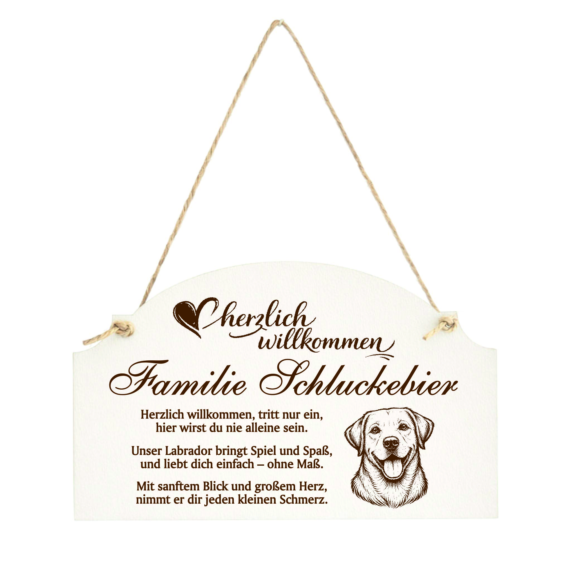 Willkommensschild Labrador Retriever personalisiert - Haustürschild mit Hundespruch - 14 x 8,5 cm