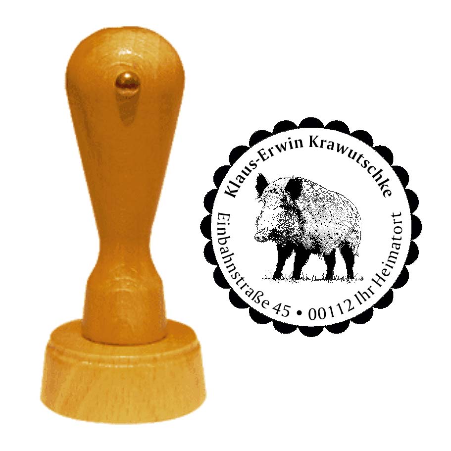 Adressenstempel « WILDSCHWEIN 02 » mit persönlichem Wunschtext