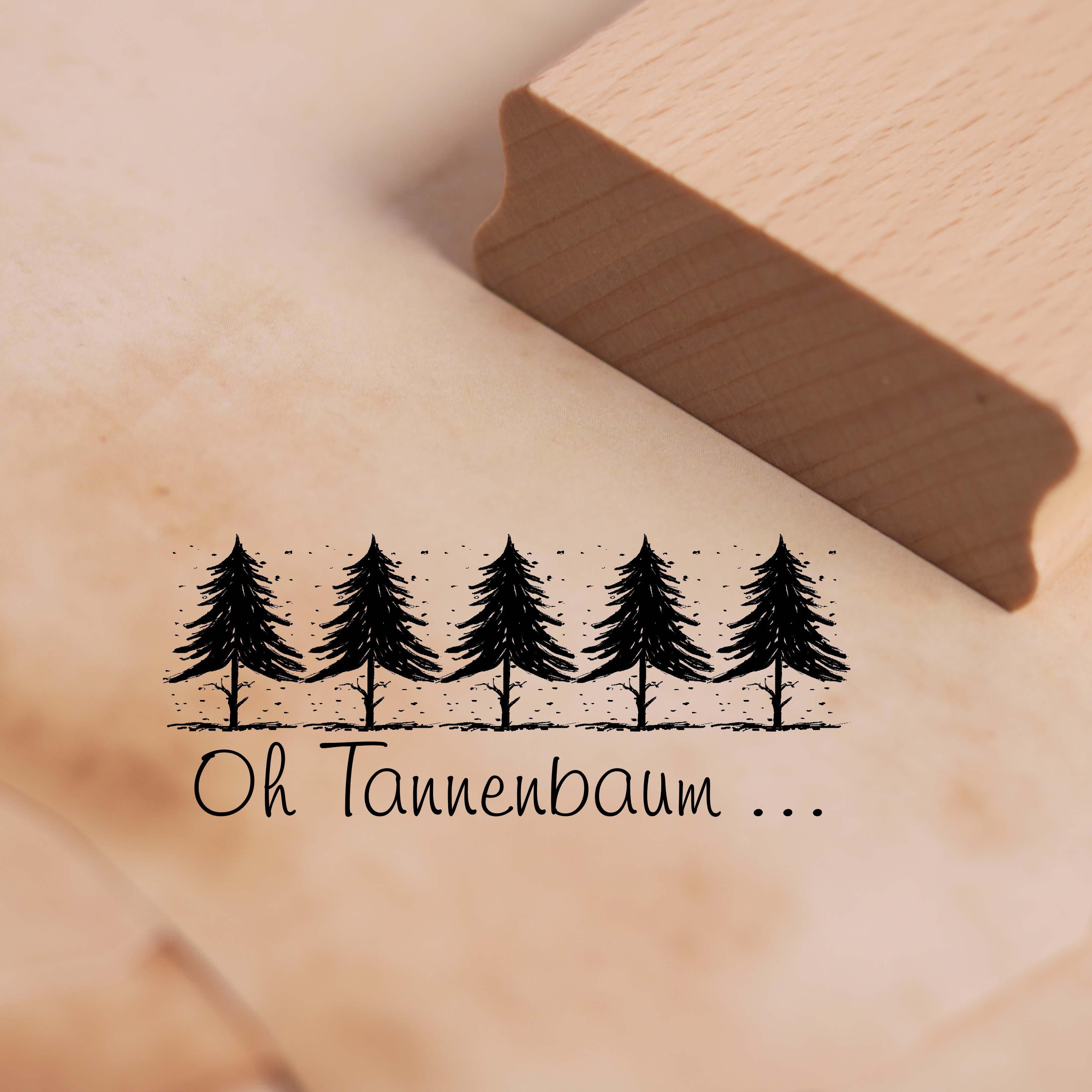 Motivstempel Oh Tannenbaum Stempel - Tannen Holzstempel 68mm x 28mm 
