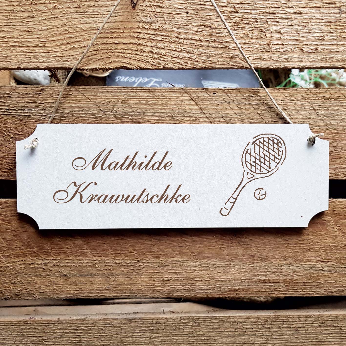 Schild « Tennis » Namensschild Türschild zum Anhängen - 20 x 6,7 cm