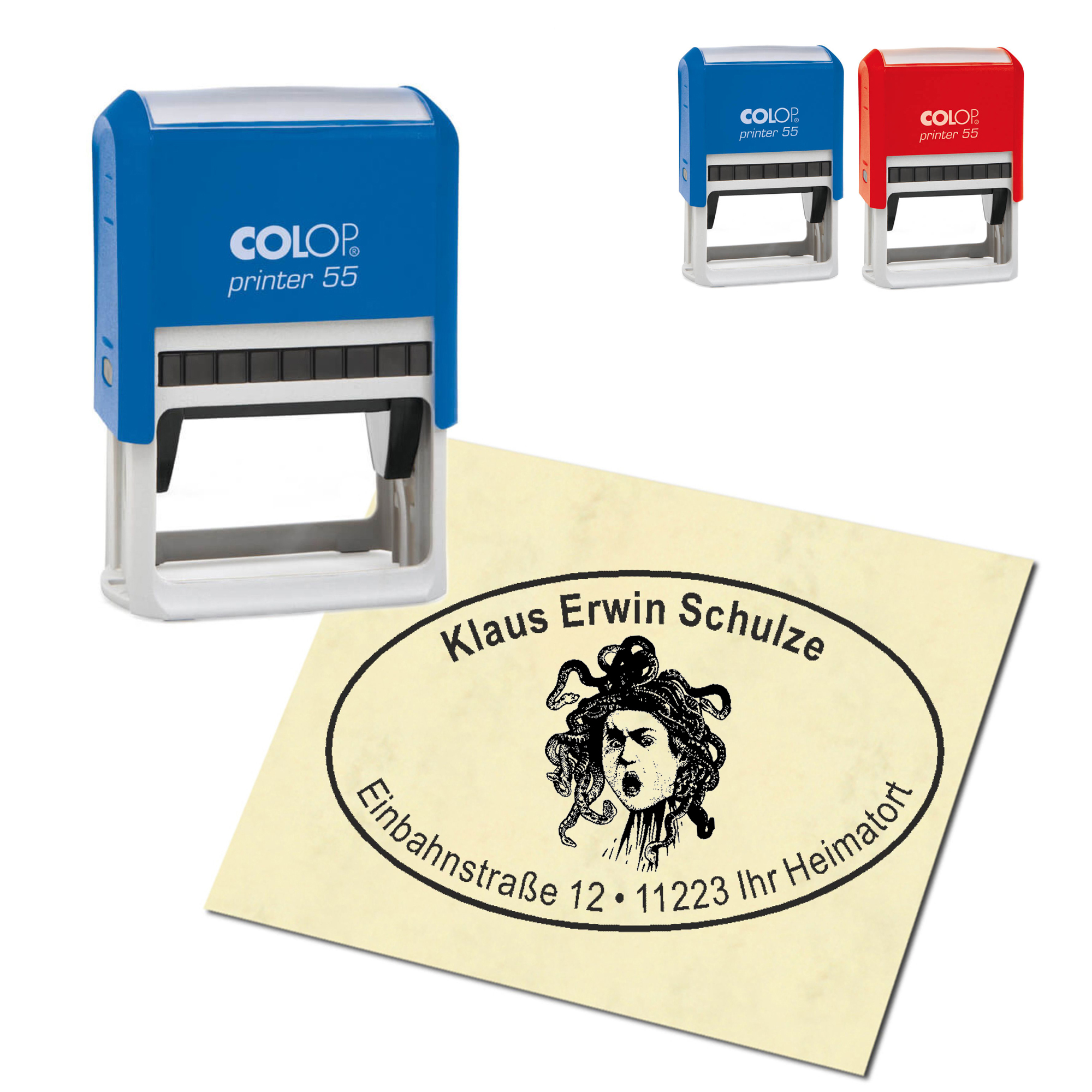 Adressstempel personalisiert Stempel - Medusa - oval 59 x 39 mm