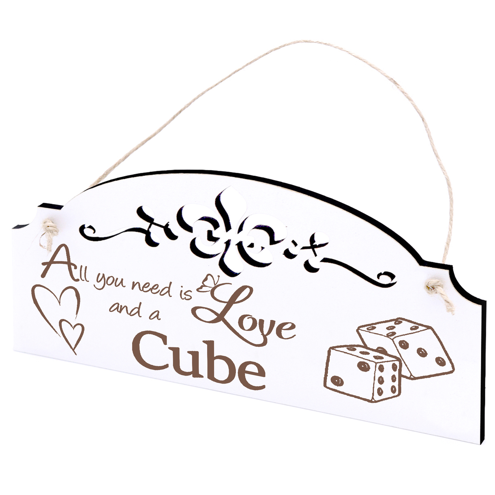Schild Würfel Deko 20x10cm - All you need is Love and a Cube - Holz