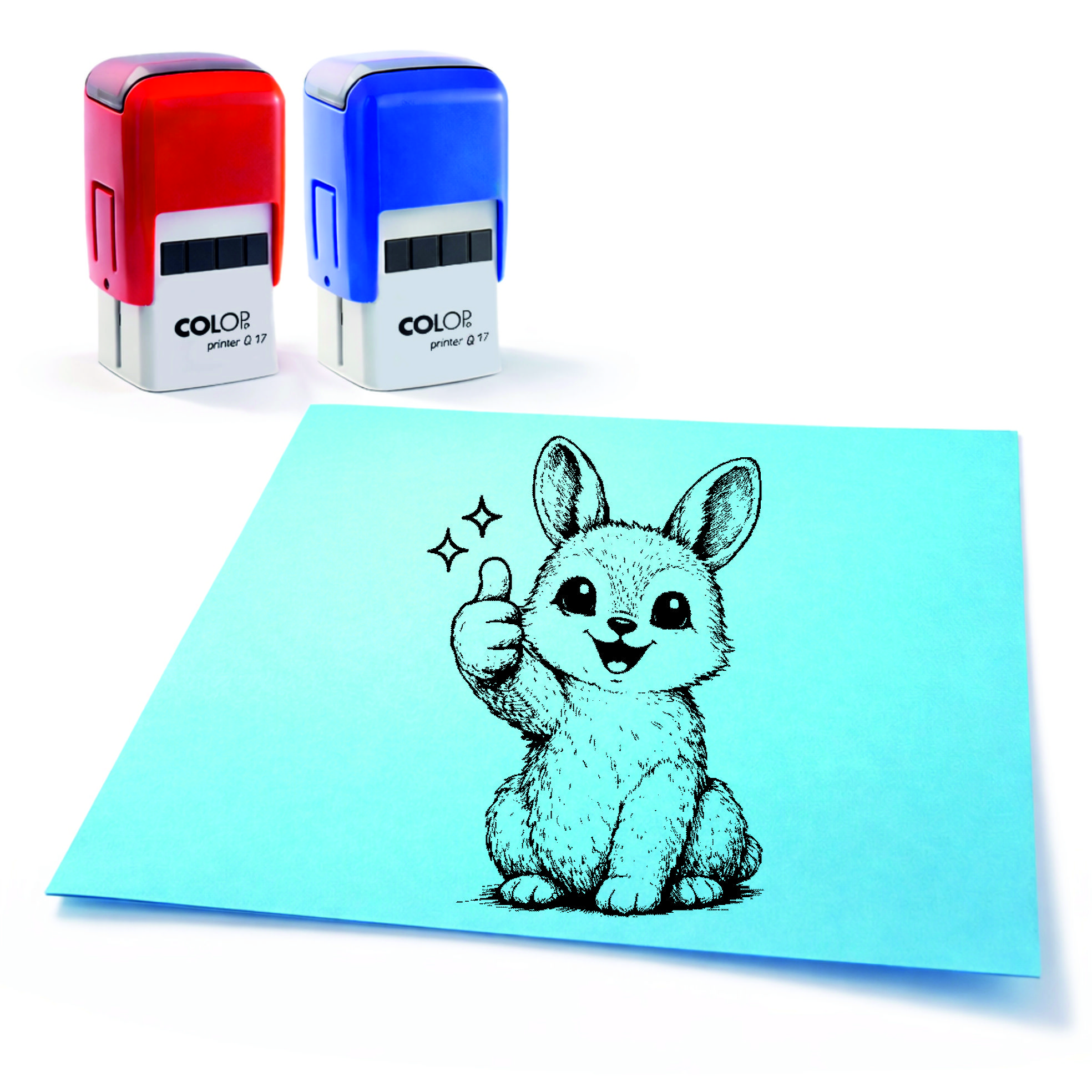  Lehrer Automatikstempel Hase Motivationsstempel Schüler – Tiermotive Daumen hoch – Abdruck 16 x 16 mm