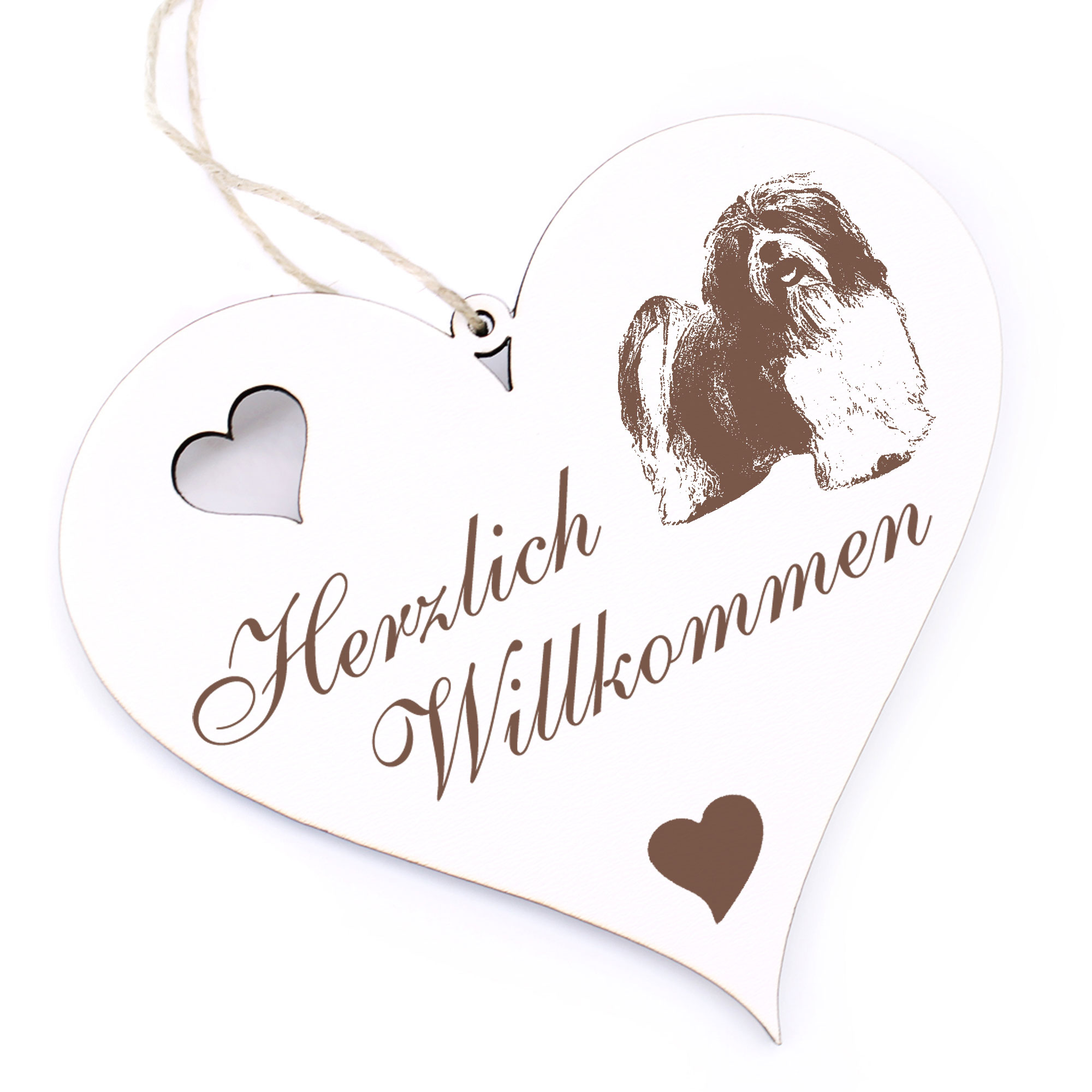 Herzlich Willkommen Schild - Havaneser - Deko Herz Holz