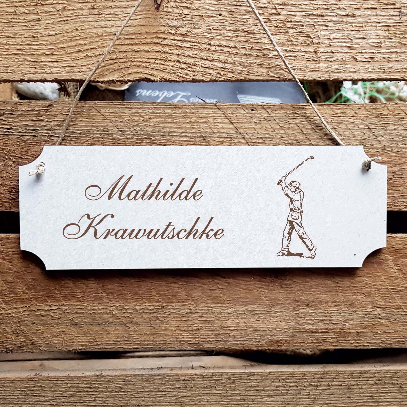 Schild « Golf » Namensschild Türschild zum Anhängen - 20 x 6,7 cm