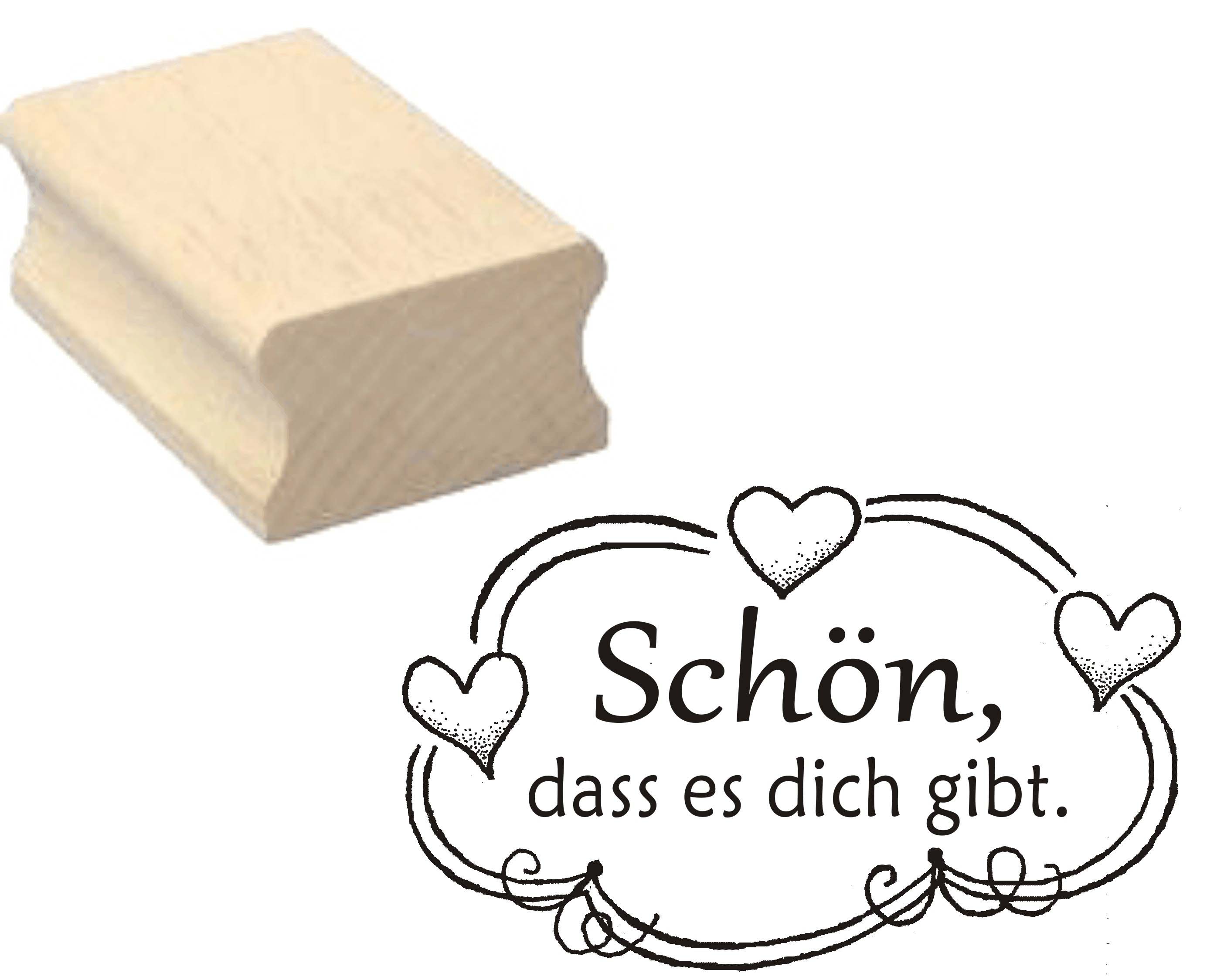 Stempel « SCHÖN, DASS ES DICH GIBT » Motivstempel Herzen 50 x 30 mm