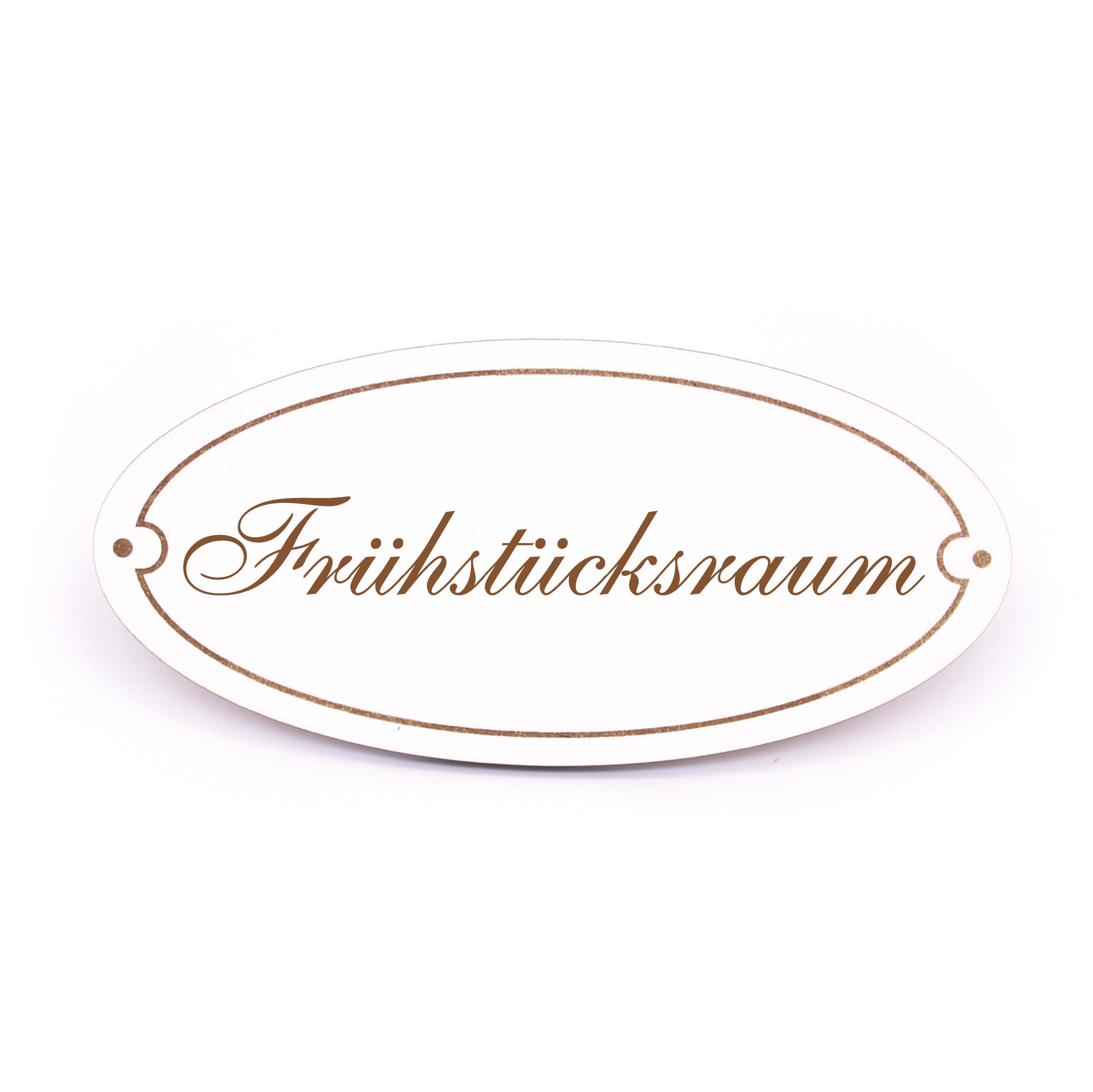 Ovales Türschild Frühstücksraum - selbstklebend - 15 x 7 cm