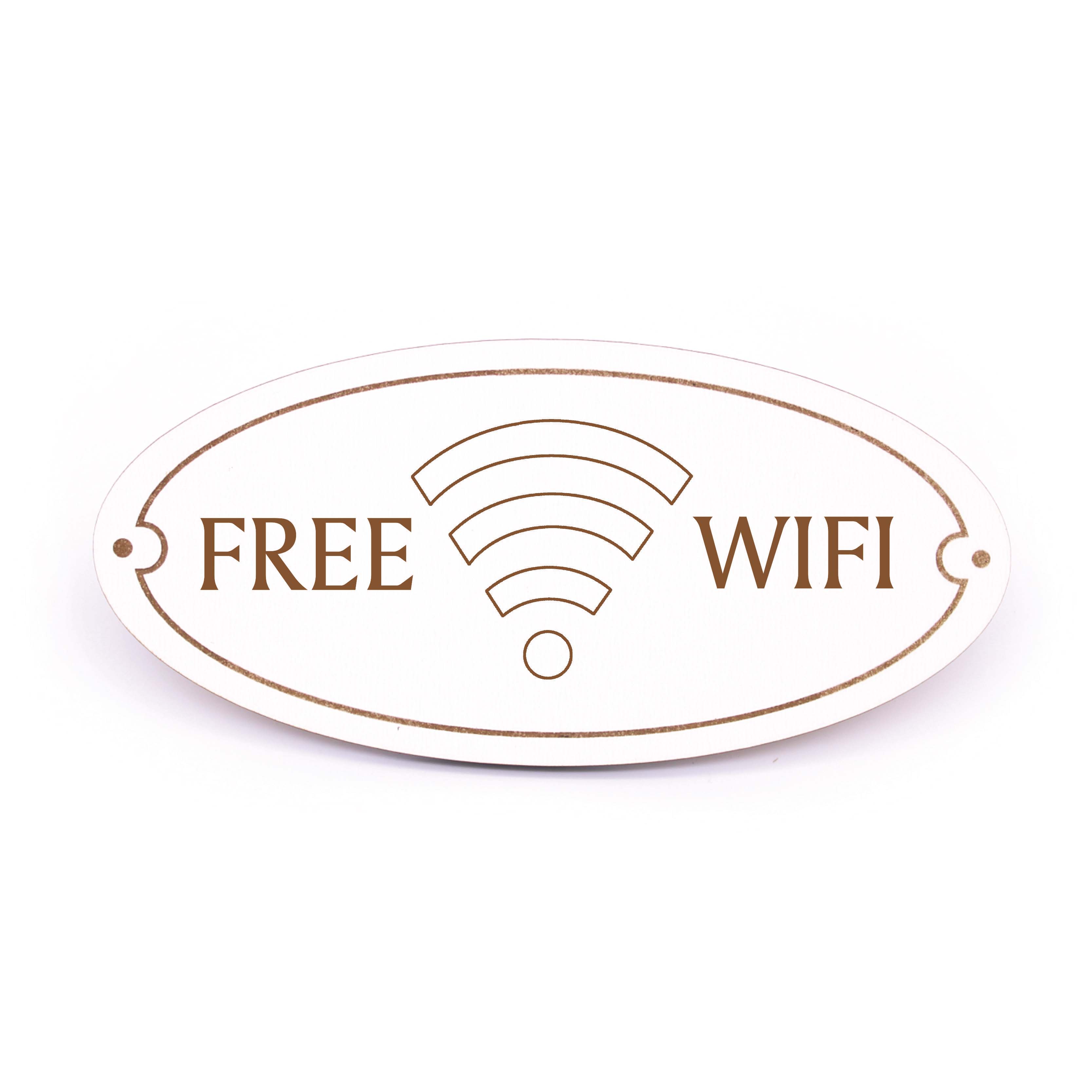 Ovales Türschild Free Wifi - selbstklebend - 15 x 7 cm