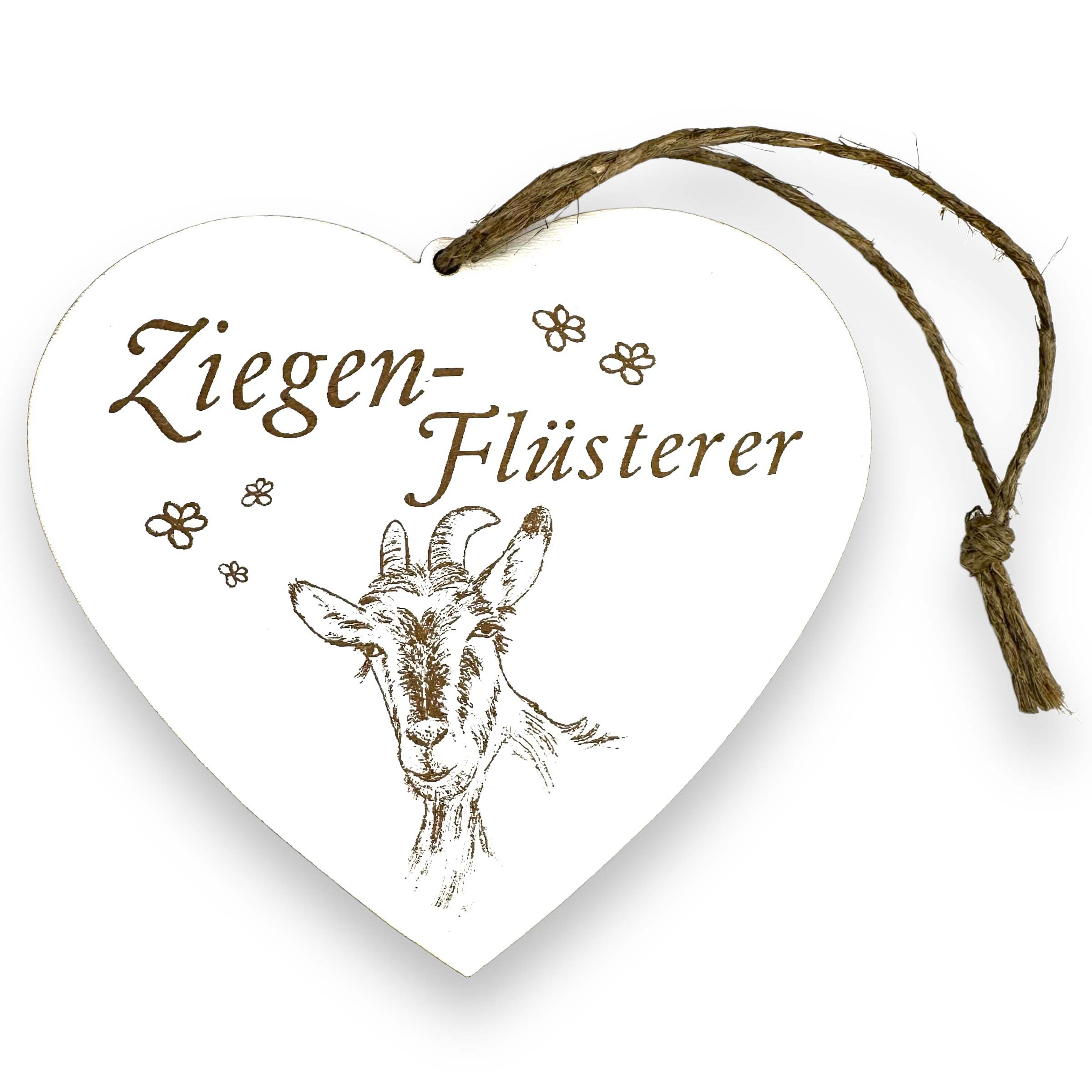 Ziegenflüsterer Schild - Herzschild mit Gravur - Deko Dekoschild Türschild 13 x 12 cm