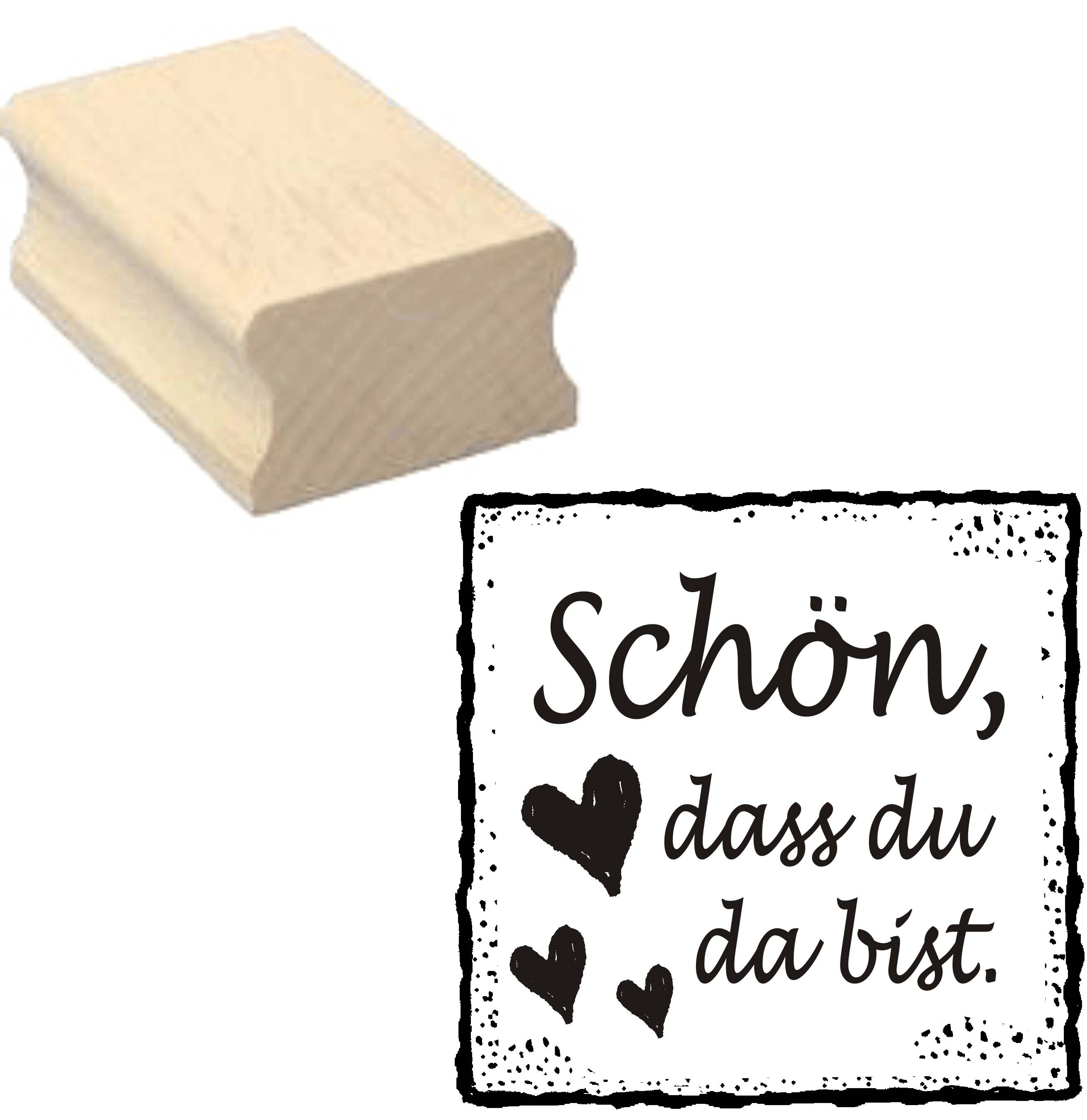 Stempel « SCHÖN, DASS DU DA BIST » Motivstempel Herzen 40 x 40 mm