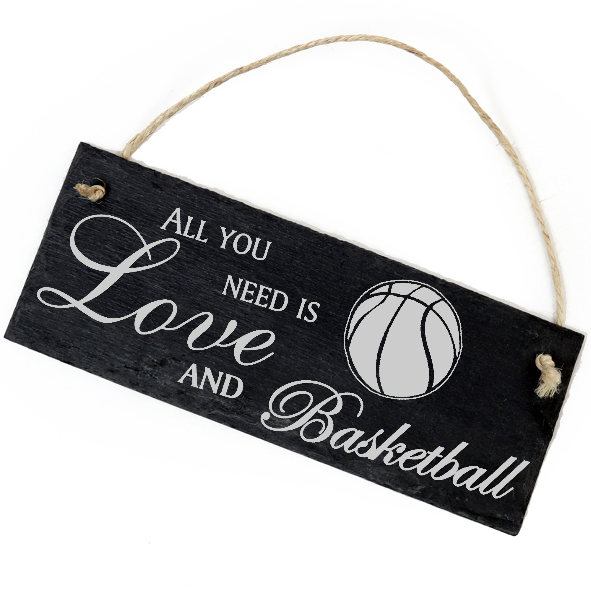Schiefertafel Deko Basketball Schild 22 x 8 cm - All you need is Love and Basketball