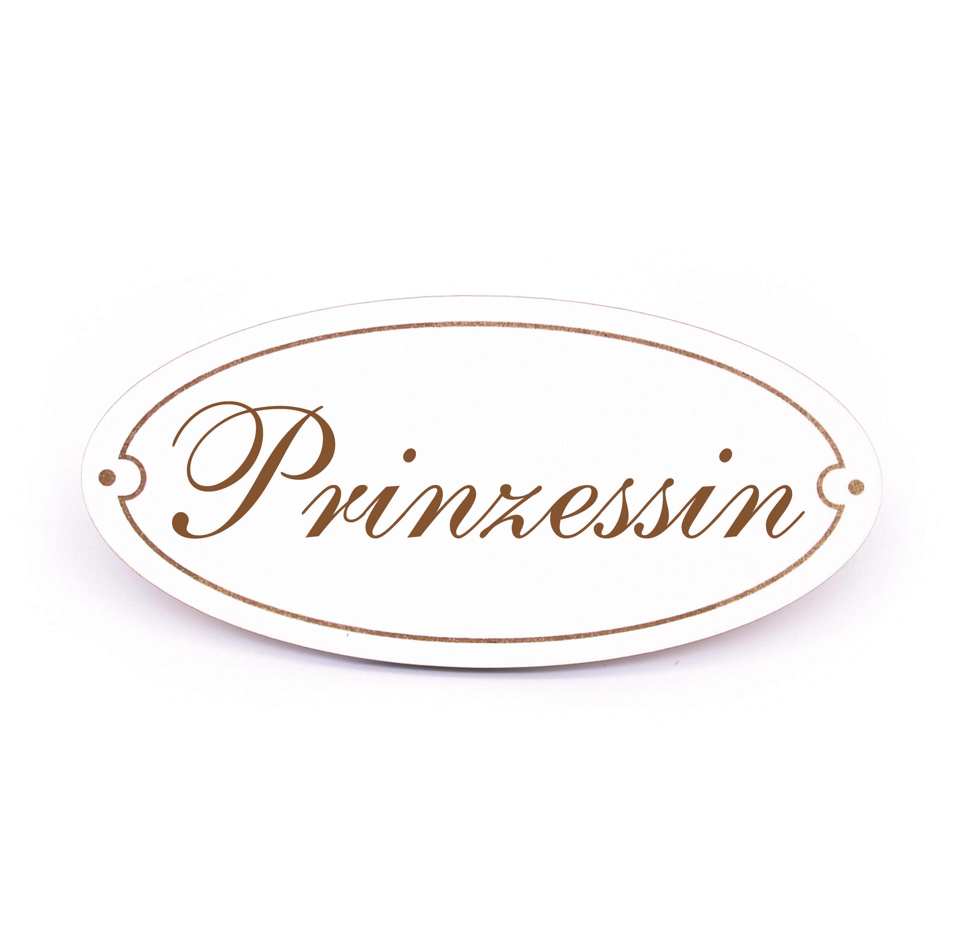 Ovales Türschild Prinzessin - selbstklebend - 15 x 7 cm