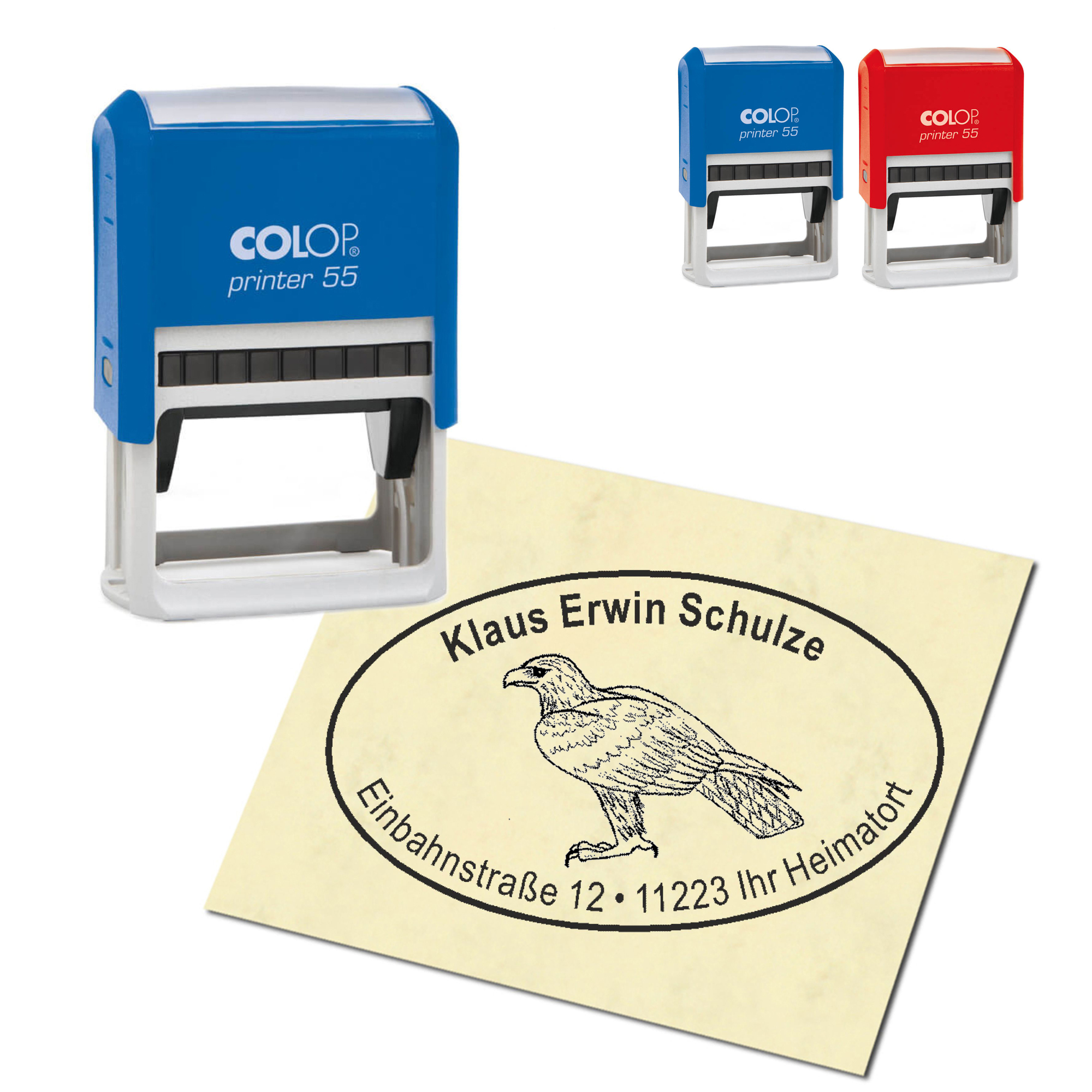Adressstempel personalisiert Stempel - Steinadler - oval 59 x 39 mm