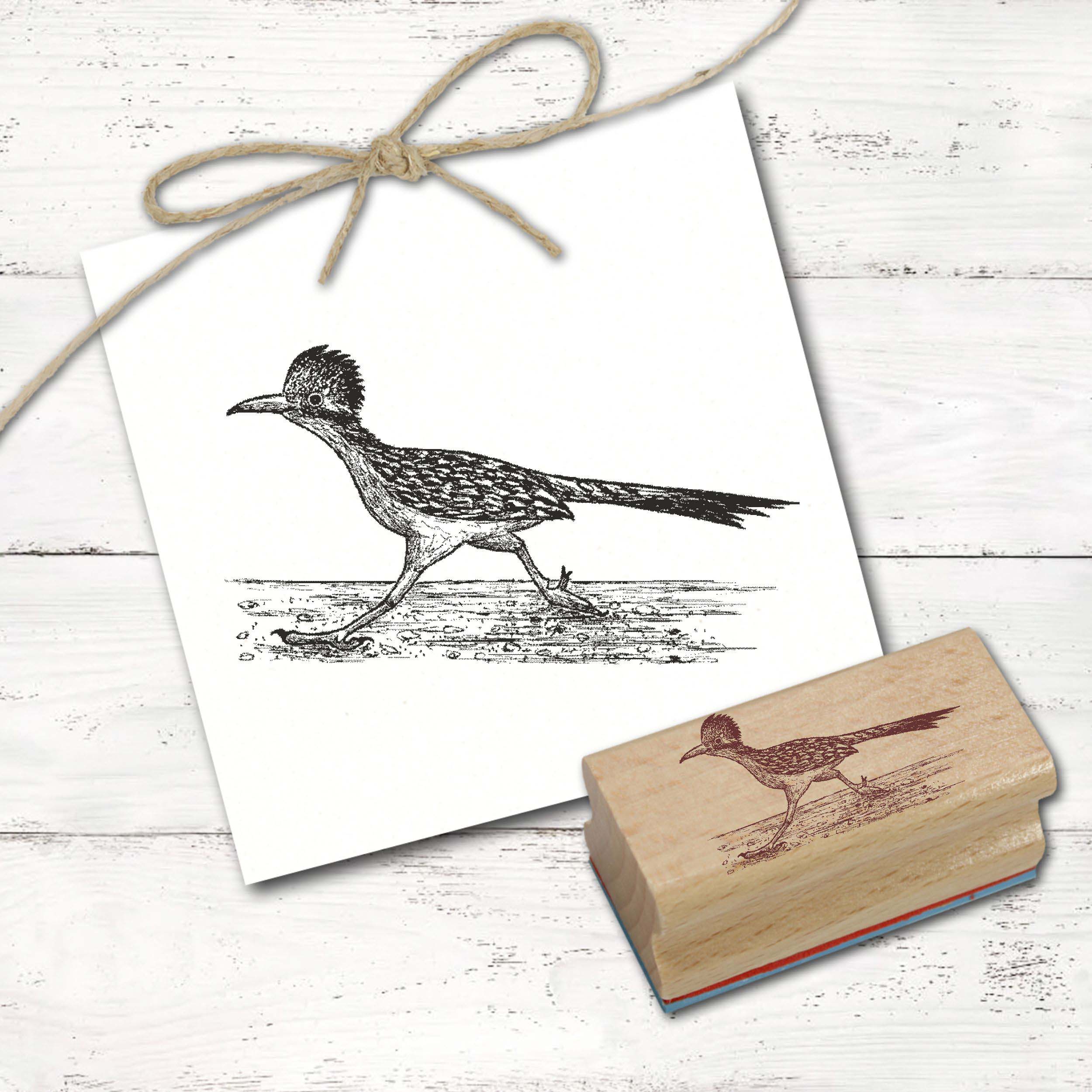 Motivstempel Wegekuckuck - Stempel Rennkuckuck Holzstempel 68 mm x 38 mm