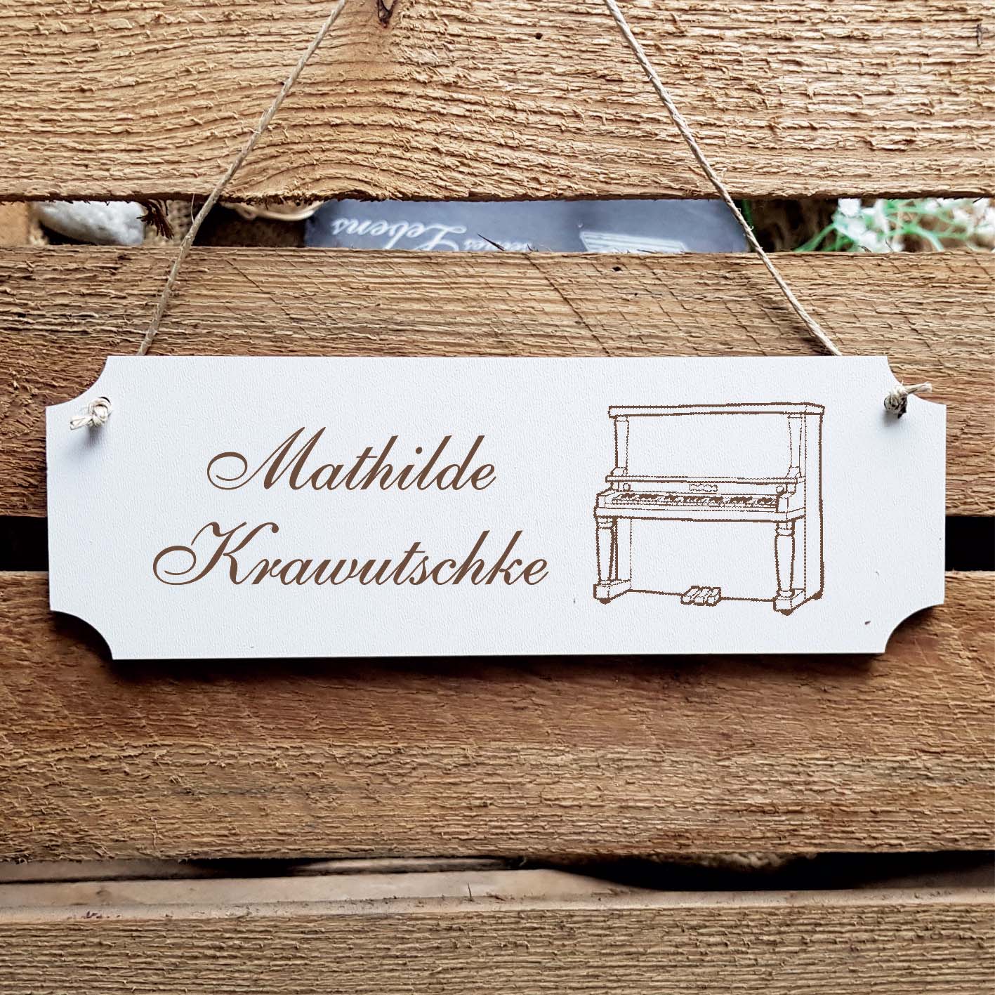 Schild « Klavier » Namensschild Türschild zum Anhängen - 20 x 6,7 cm