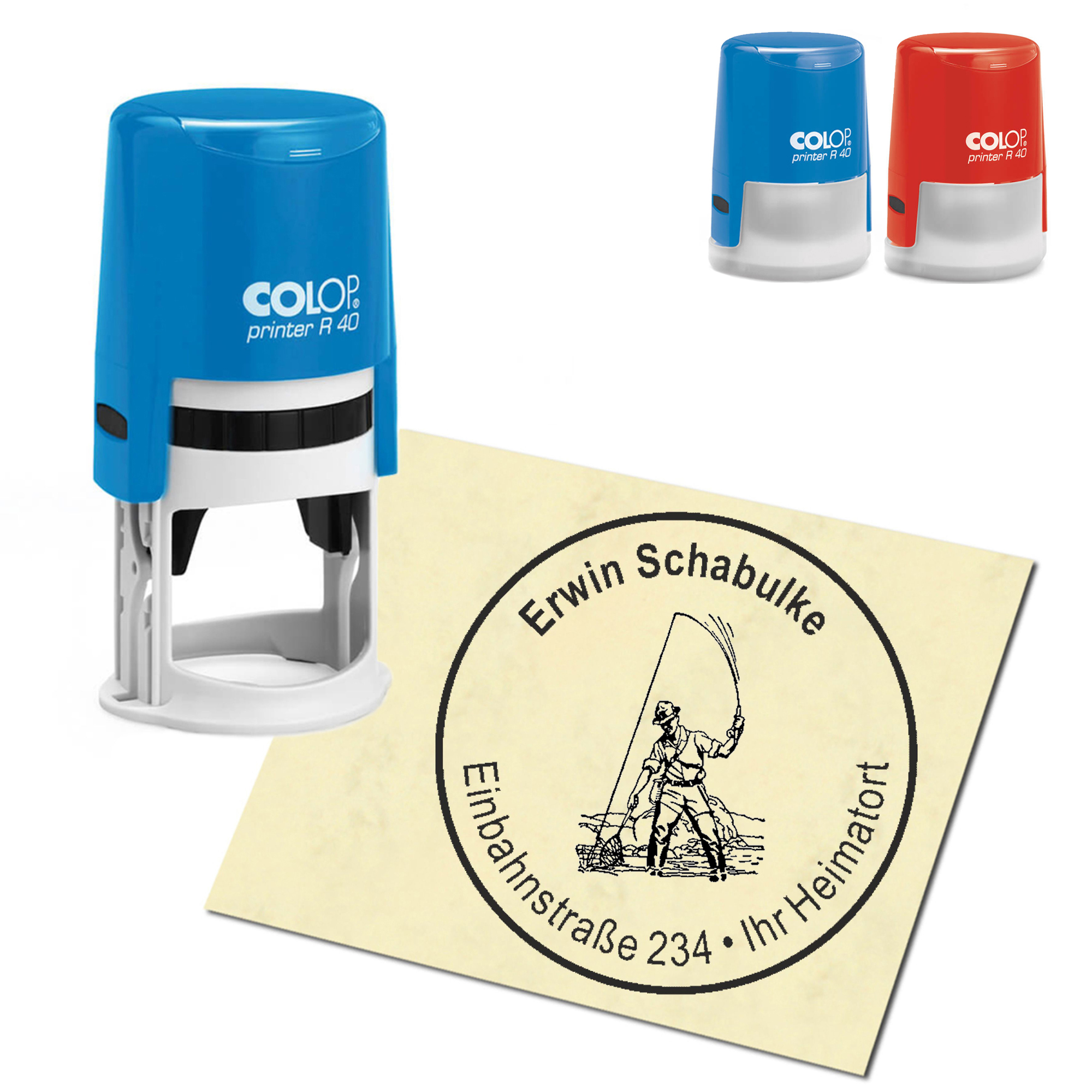 Stempel Adressstempel personalisiert - Fischer - rund &empty; 40mm
