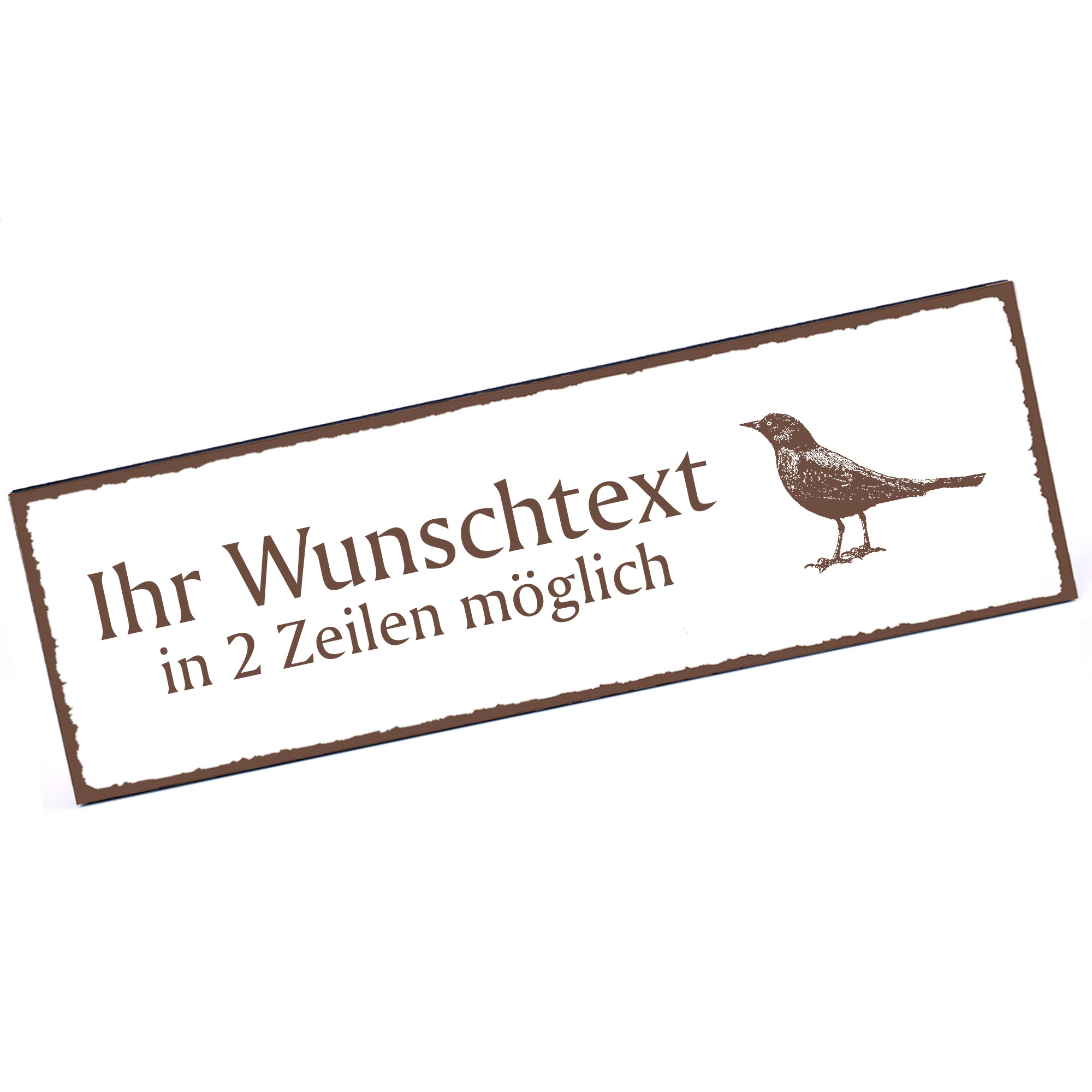 Türschild Amsel Schwarzdrossel   Namensschild personalisiert mit Gravur - 150mm x 50mm - selbstklebe