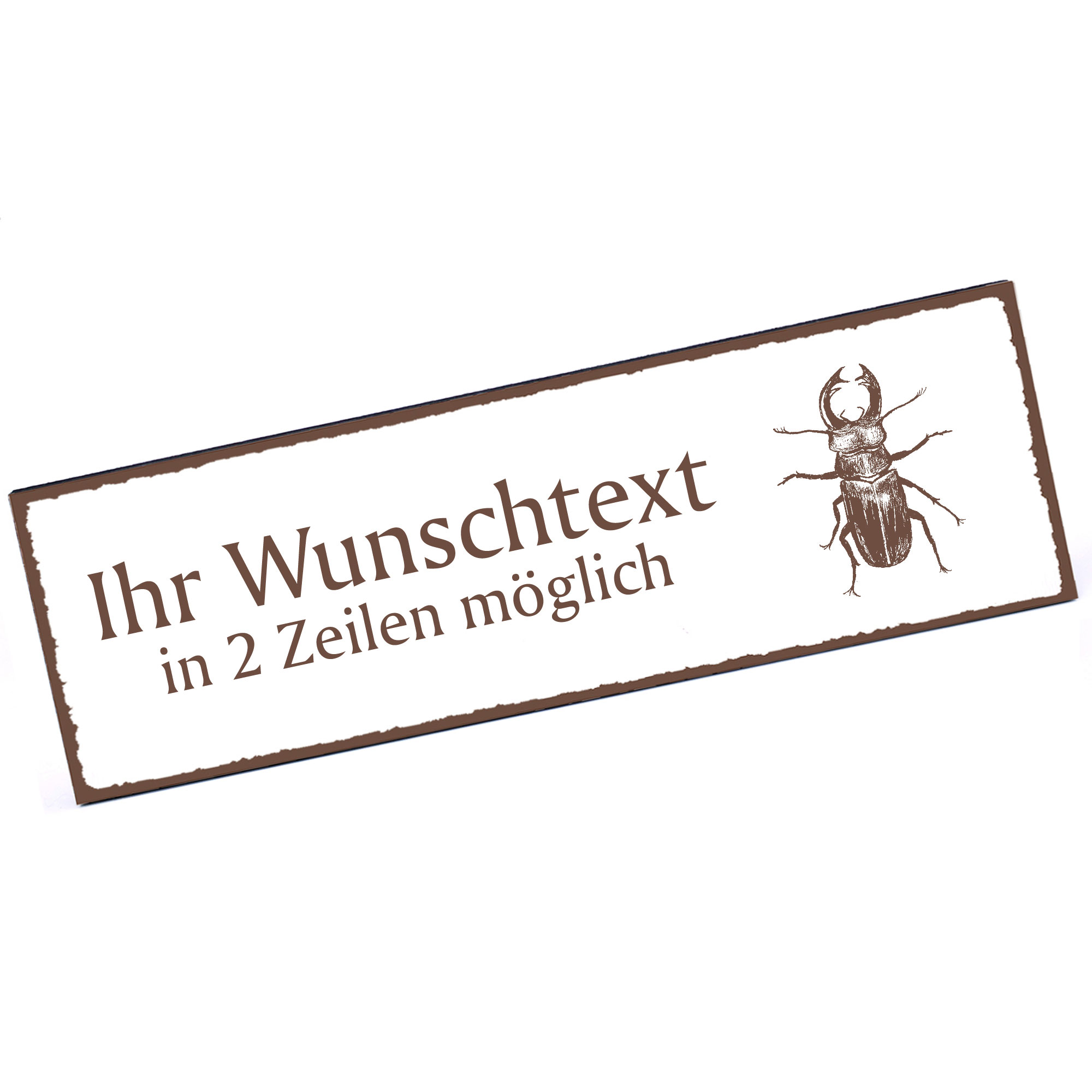 Türschild Hirschkäfer  Namensschild personalisiert mit Gravur - 150mm x 50mm - selbstklebend
