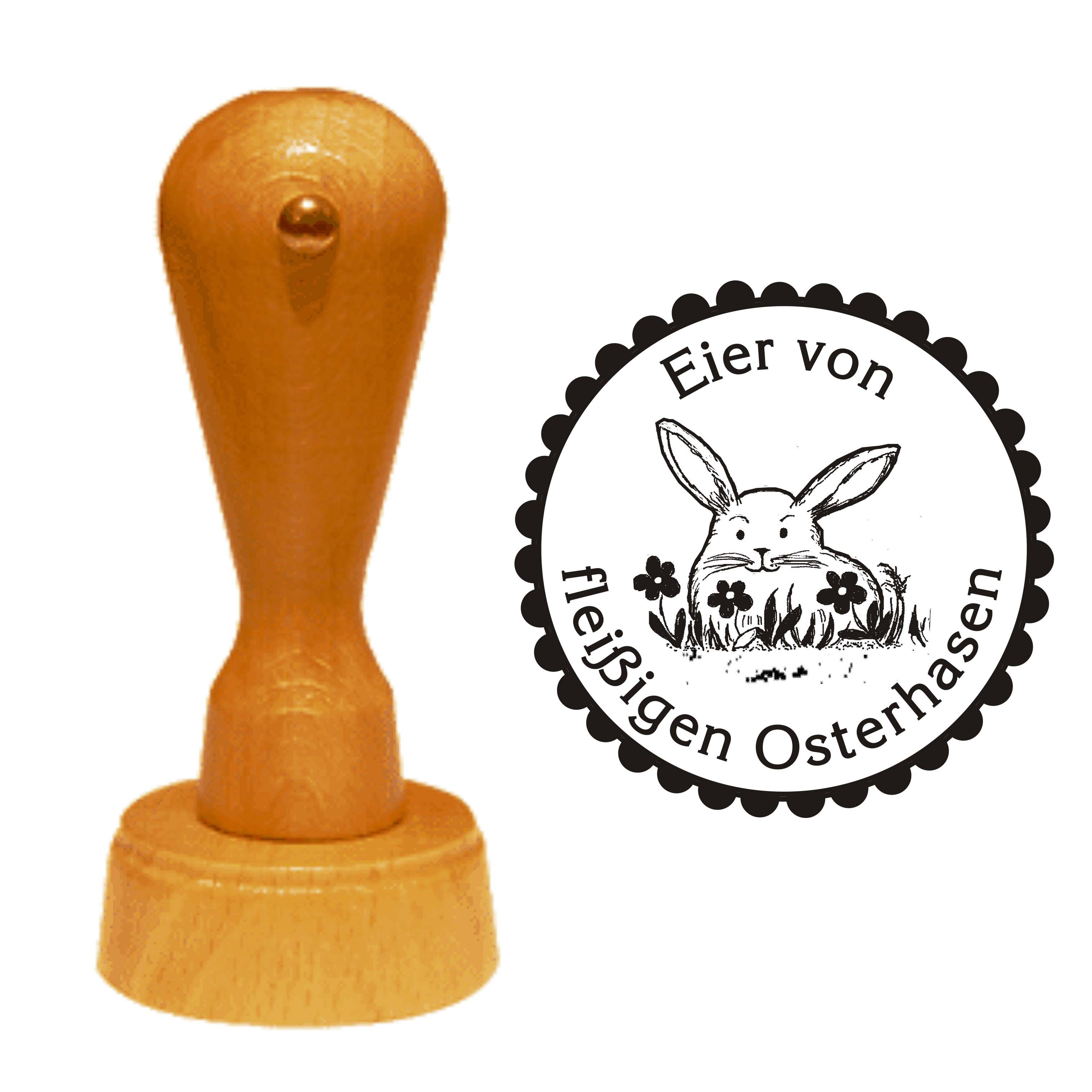 Stempel « EIER VON FLEIßIGEN OSTERHASEN 03 » Ø 40 mm - Osterhase Osternest Blumen