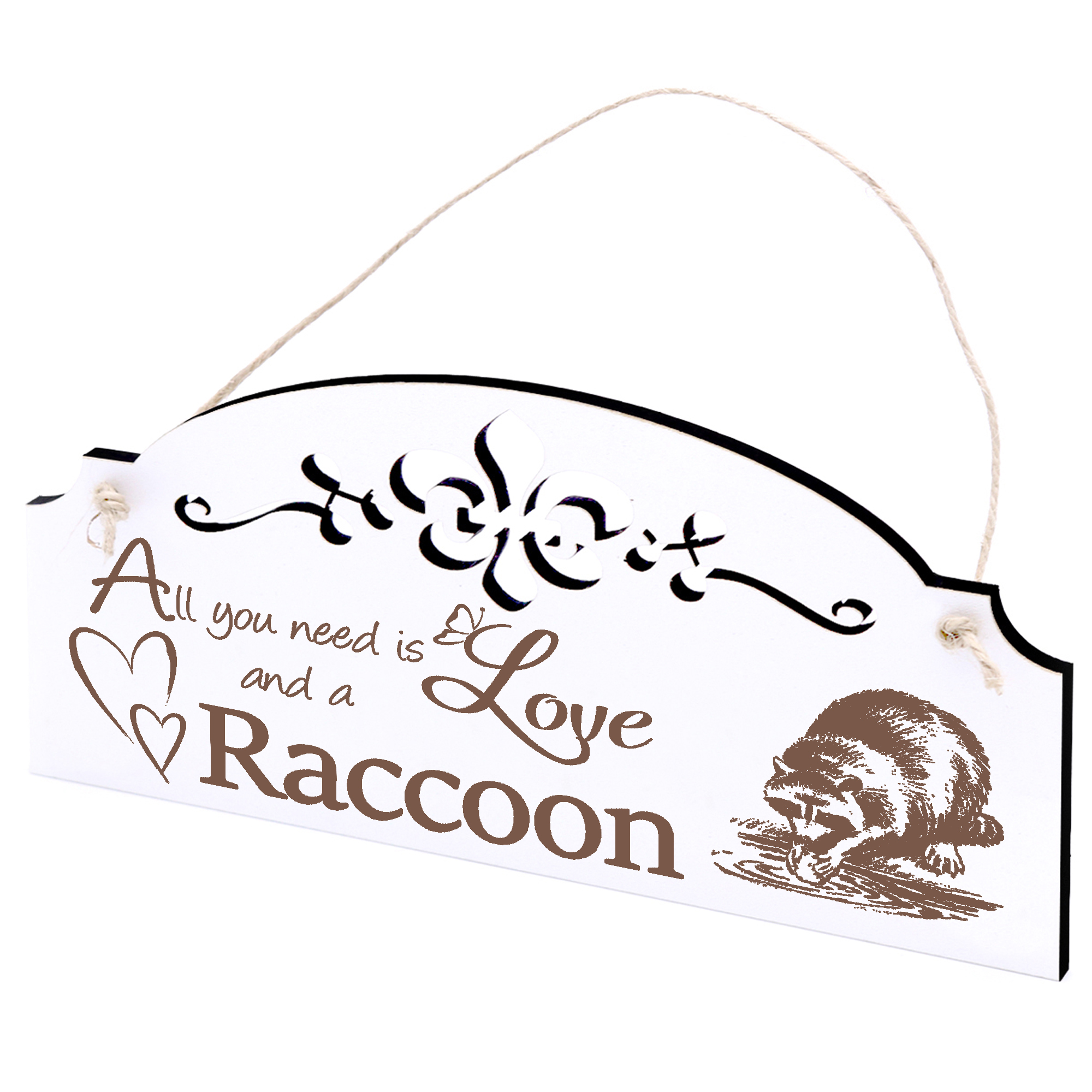 Schild Waschbär Deko 20x10cm - All you need is Love and a Raccoon - Holz