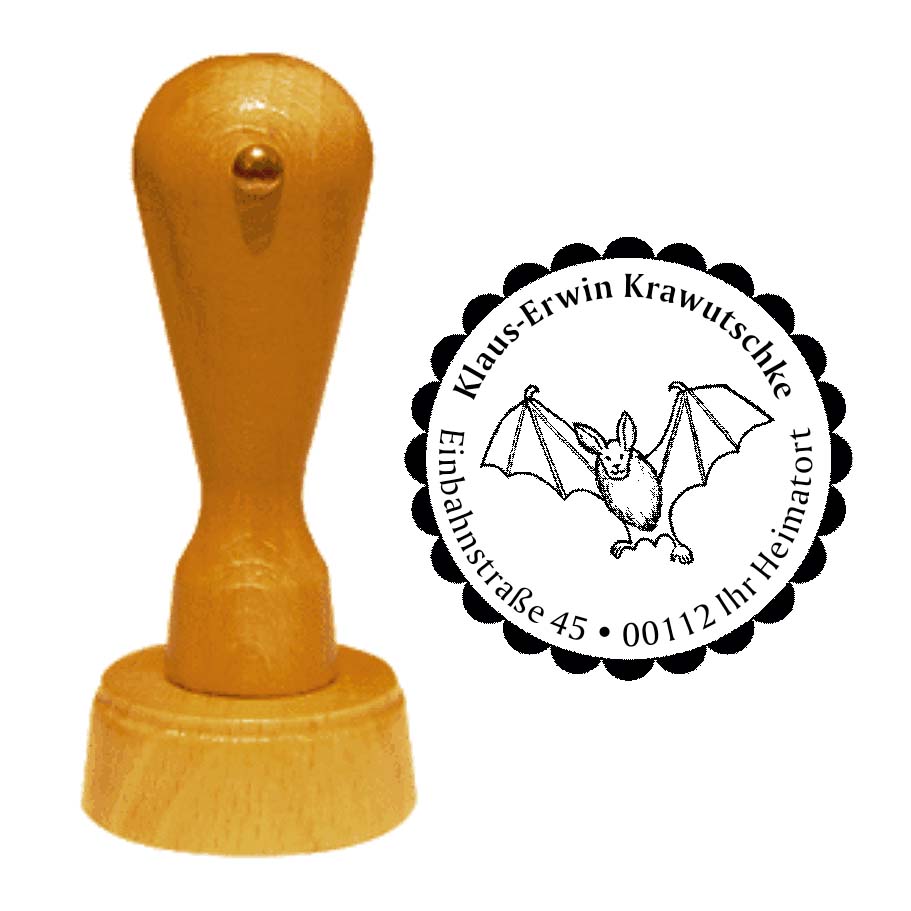 Adressenstempel « FLEDERMAUS 01 » mit persönlichem Wunschtext