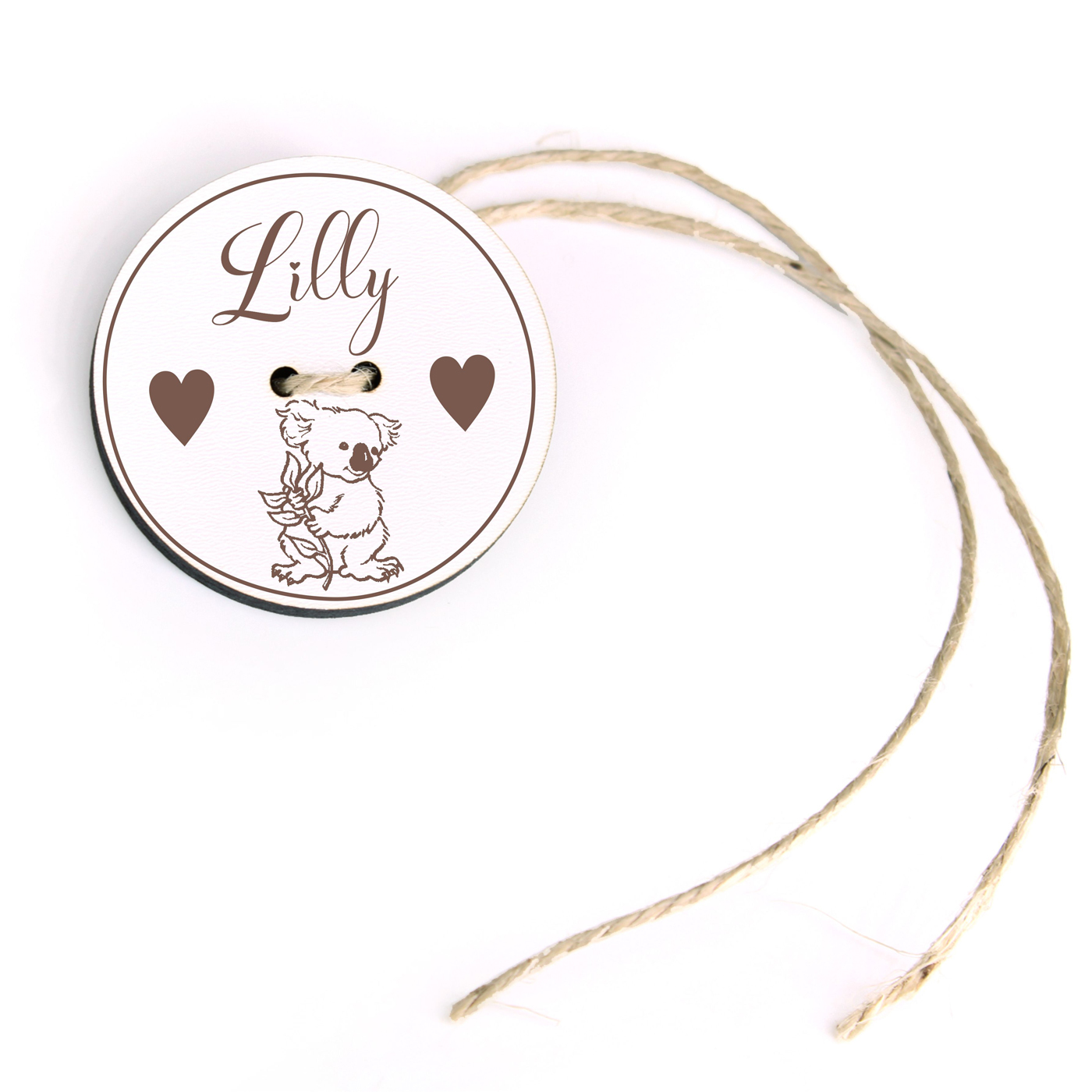 Schultüten Anhänger mit Name und Koala Herzen Motiv - Kinder Geschenk Einschulung Schulanfang Ø5cm