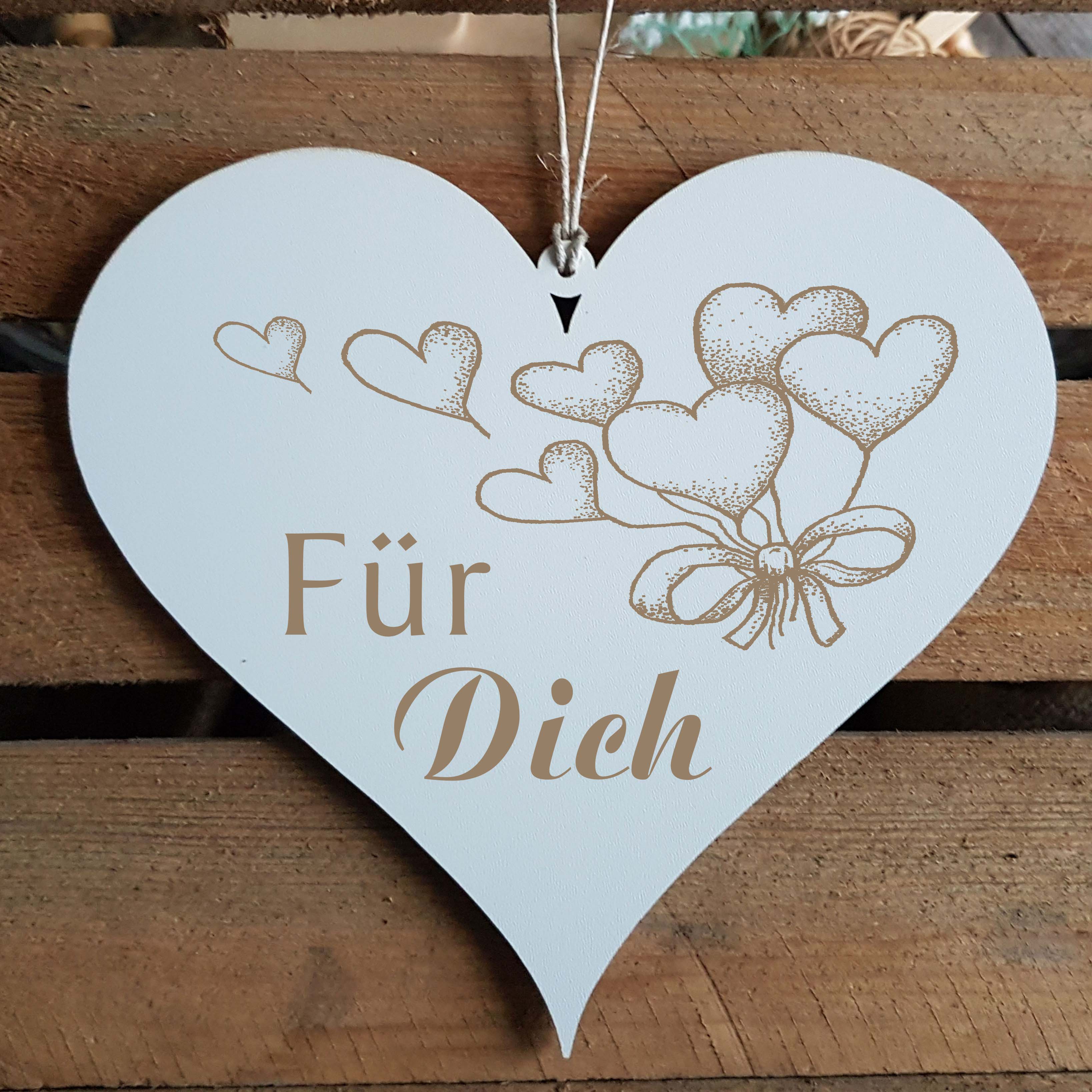 Herz Schild « FÜR DICH » mit Motiv Herzballons