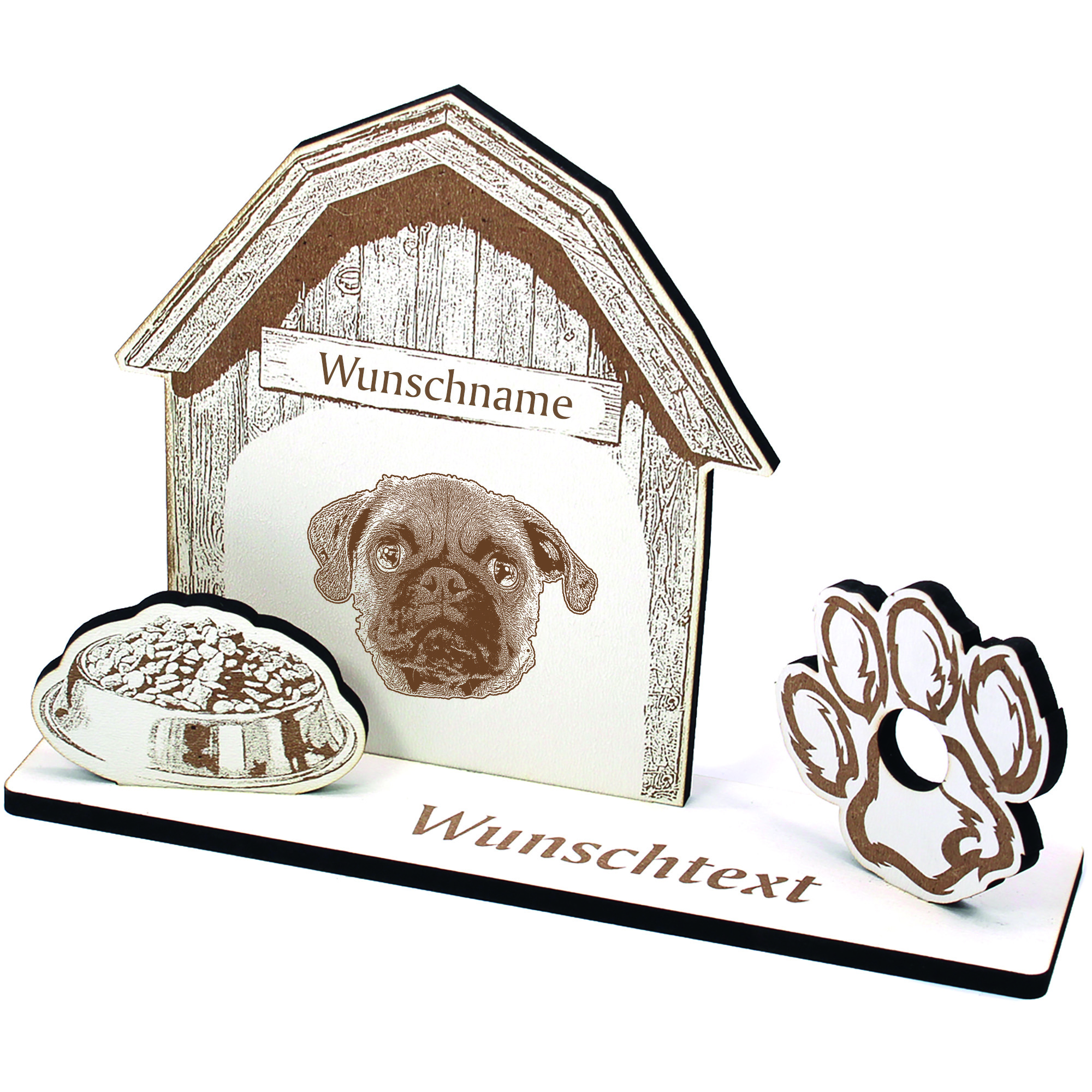 Geldgeschenk Hund Retro Mops  - personalisiert 20x14cm