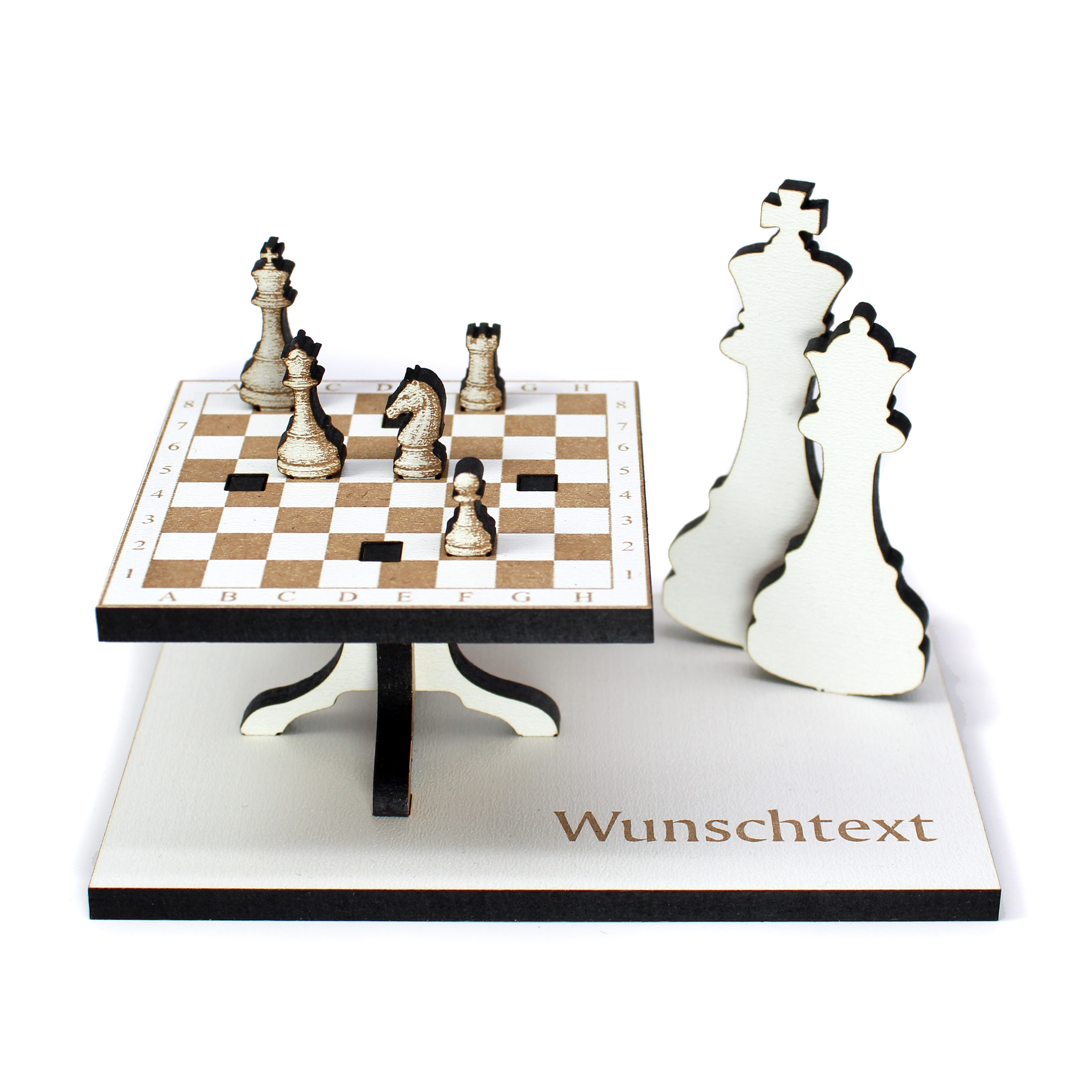 Geldgeschenk Schach mit Schachbrett und Schachfiguren - personalisiert mit Wunschtext - Schild für Geld Gutschein