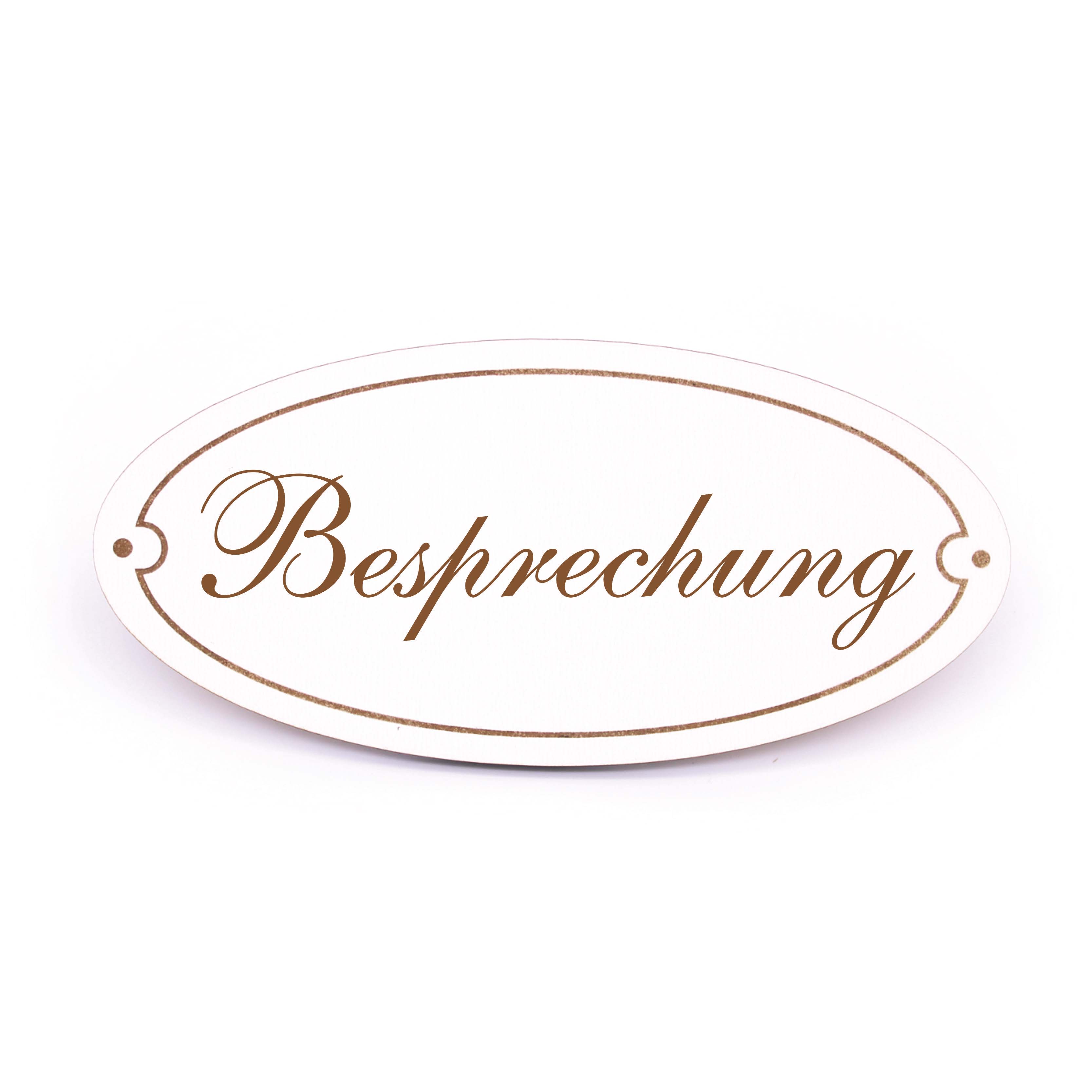 Ovales Türschild Besprechung - selbstklebend - 15 x 7 cm