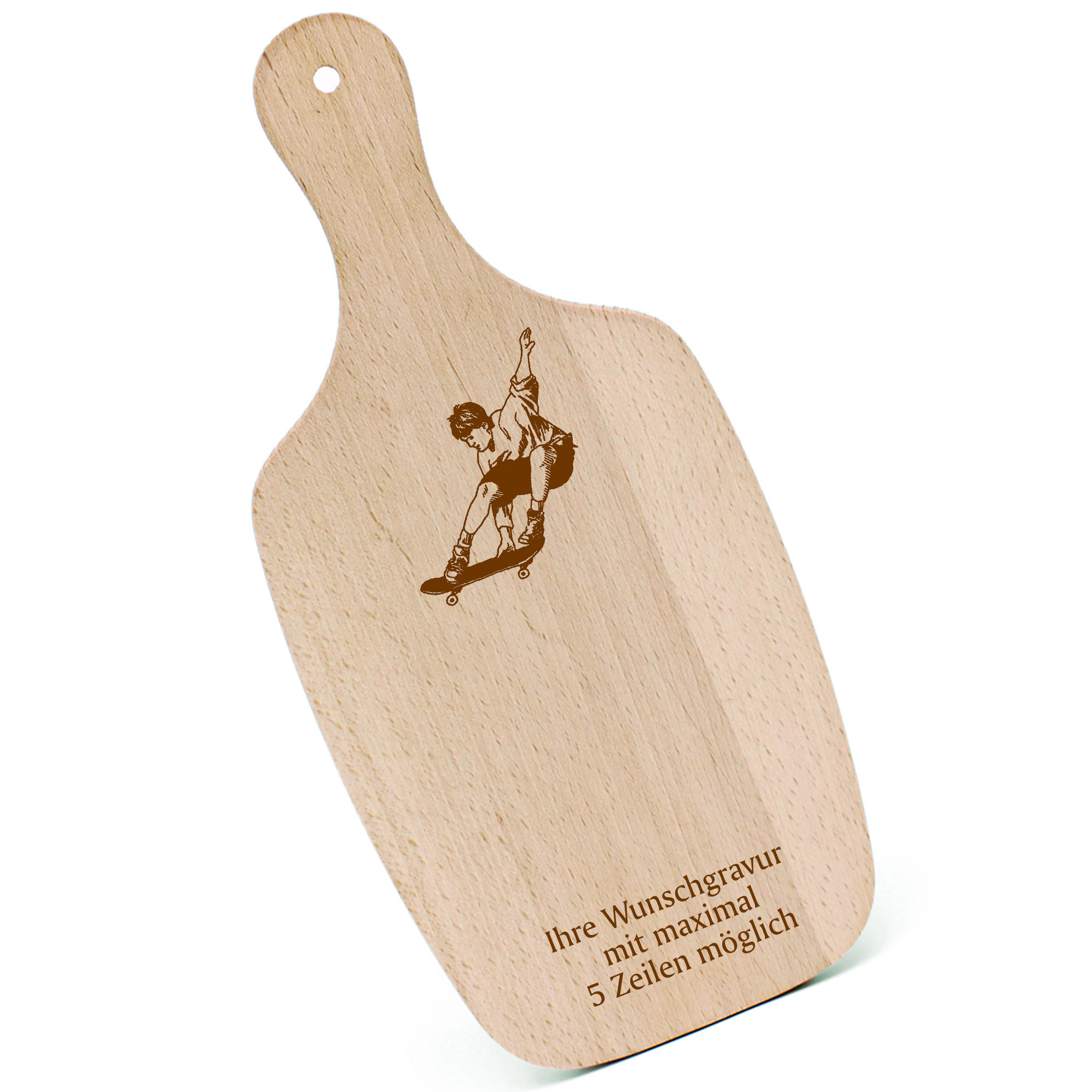 Schneidebrett Frühstücksbrettchen - Skater - mit Griff 330x150mm