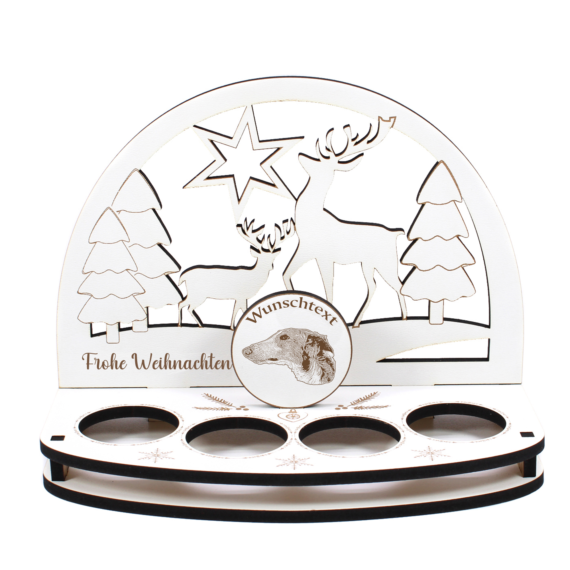 Deko Schwibbogen Barsoi  Teelichthalter personalisiert Weihnachten Weihnachtsdekoration