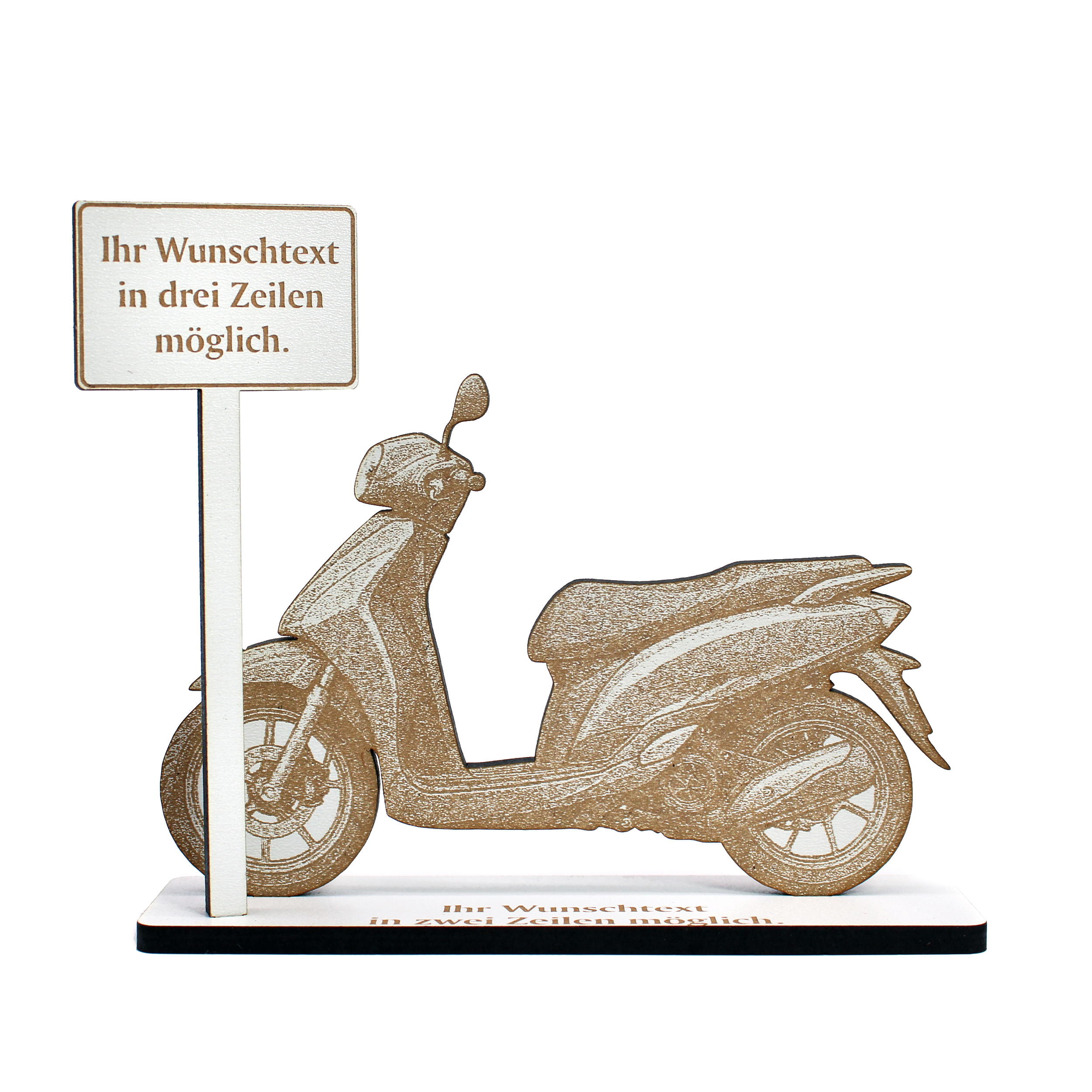Geldgeschenk Aufsteller „City Scooter“ – Dekoaufsteller mit modernem Motorroller & personalisierbarem Ortsschild – 15×12 cm
