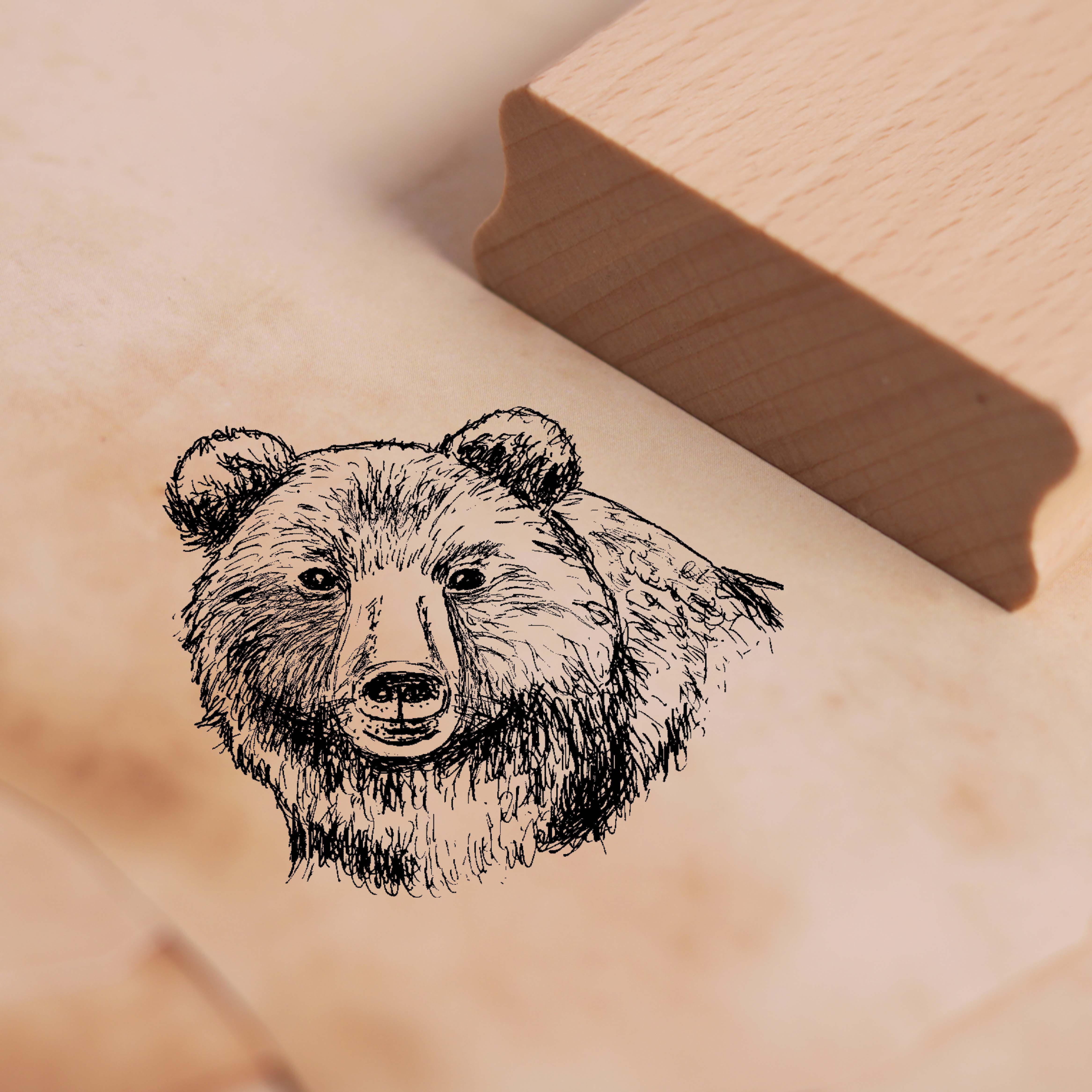 Motivstempel Braunbär Kopf Stempel 48 x 38 mm