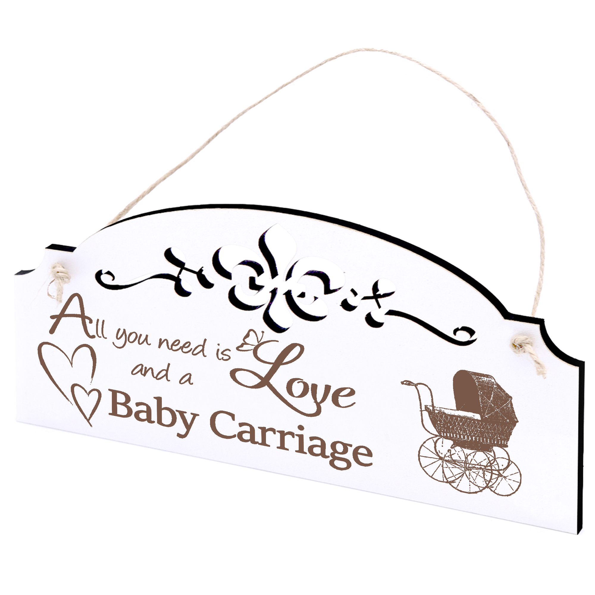 Schild alter Kinderwagen Deko 20x10cm - All you need is Love and a Baby Carriage - Holz