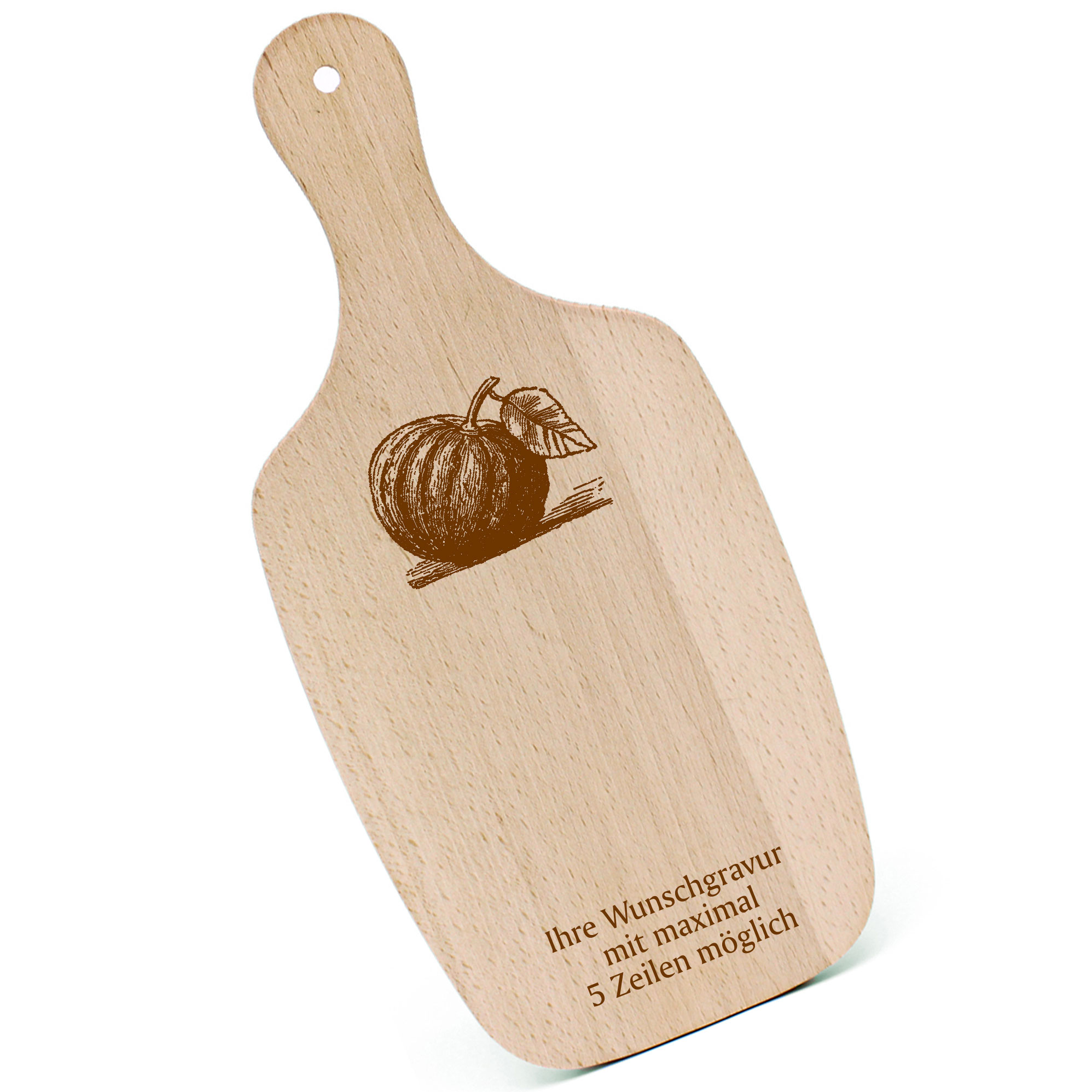 Schneidebrett Frühstücksbrettchen - Kürbis - mit Griff 330x150mm
