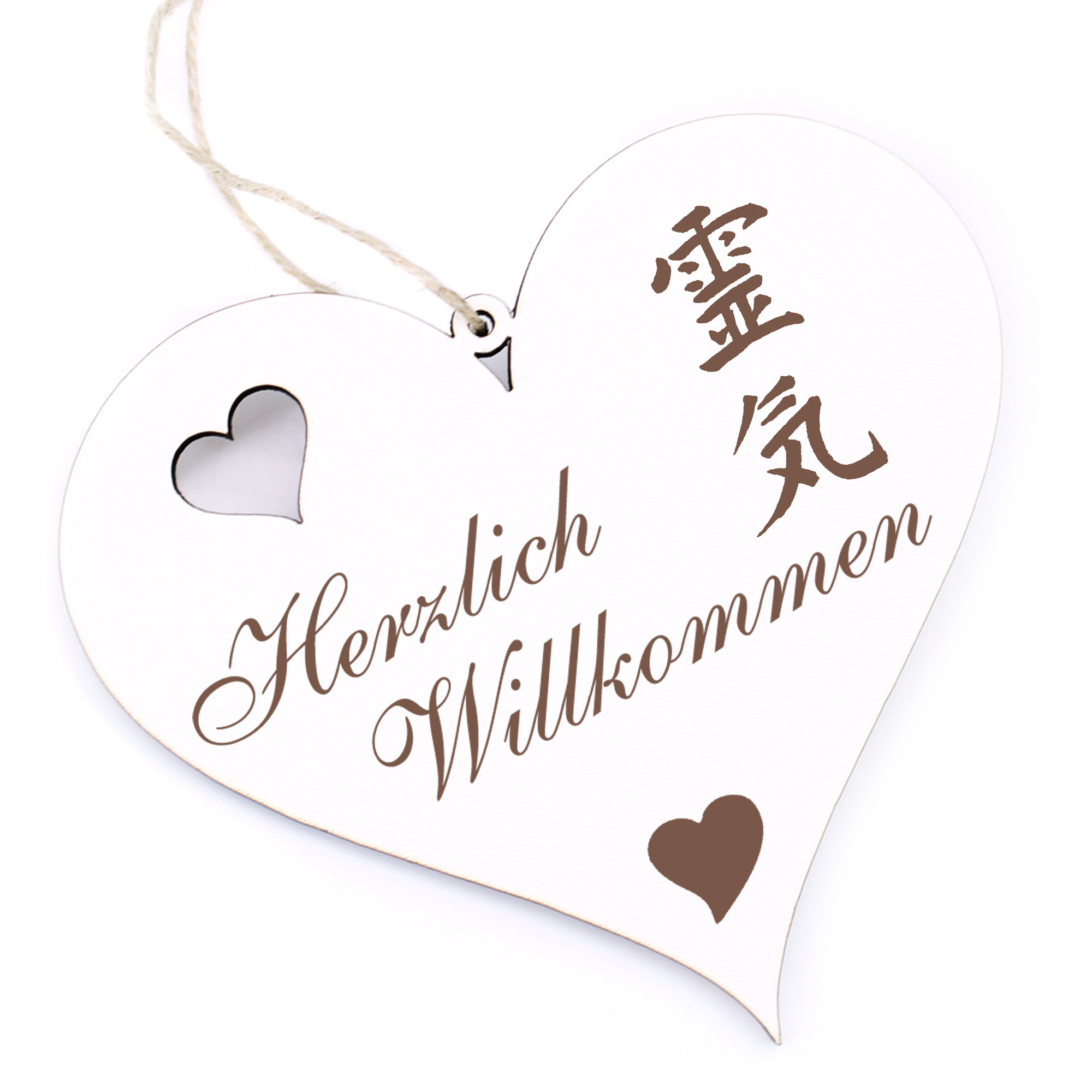Herzlich Willkommen Schild - Reiki - Deko Herz Holz