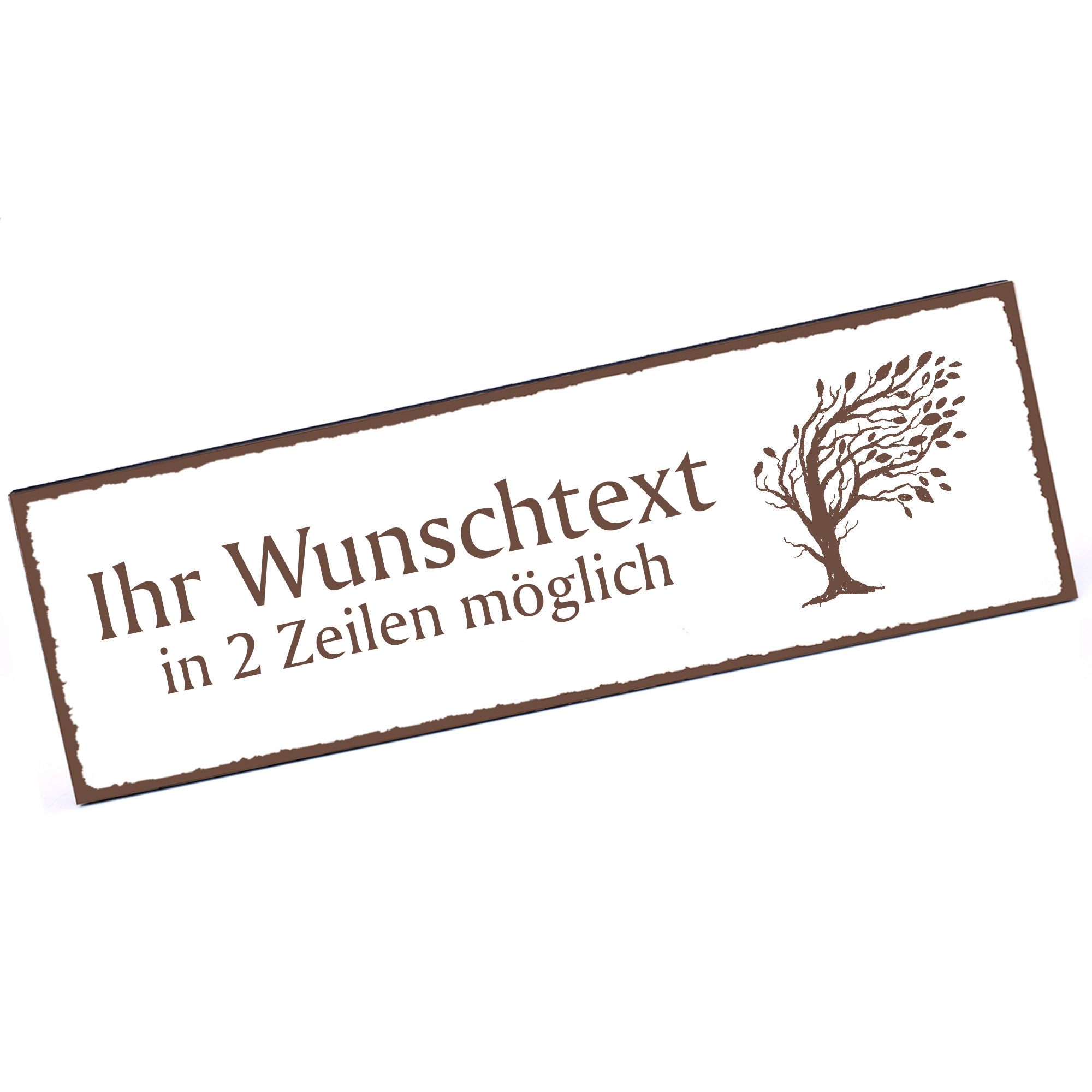 Türschild Baum im Wind  Namensschild personalisiert mit Gravur - 150mm x 50mm - selbstklebend