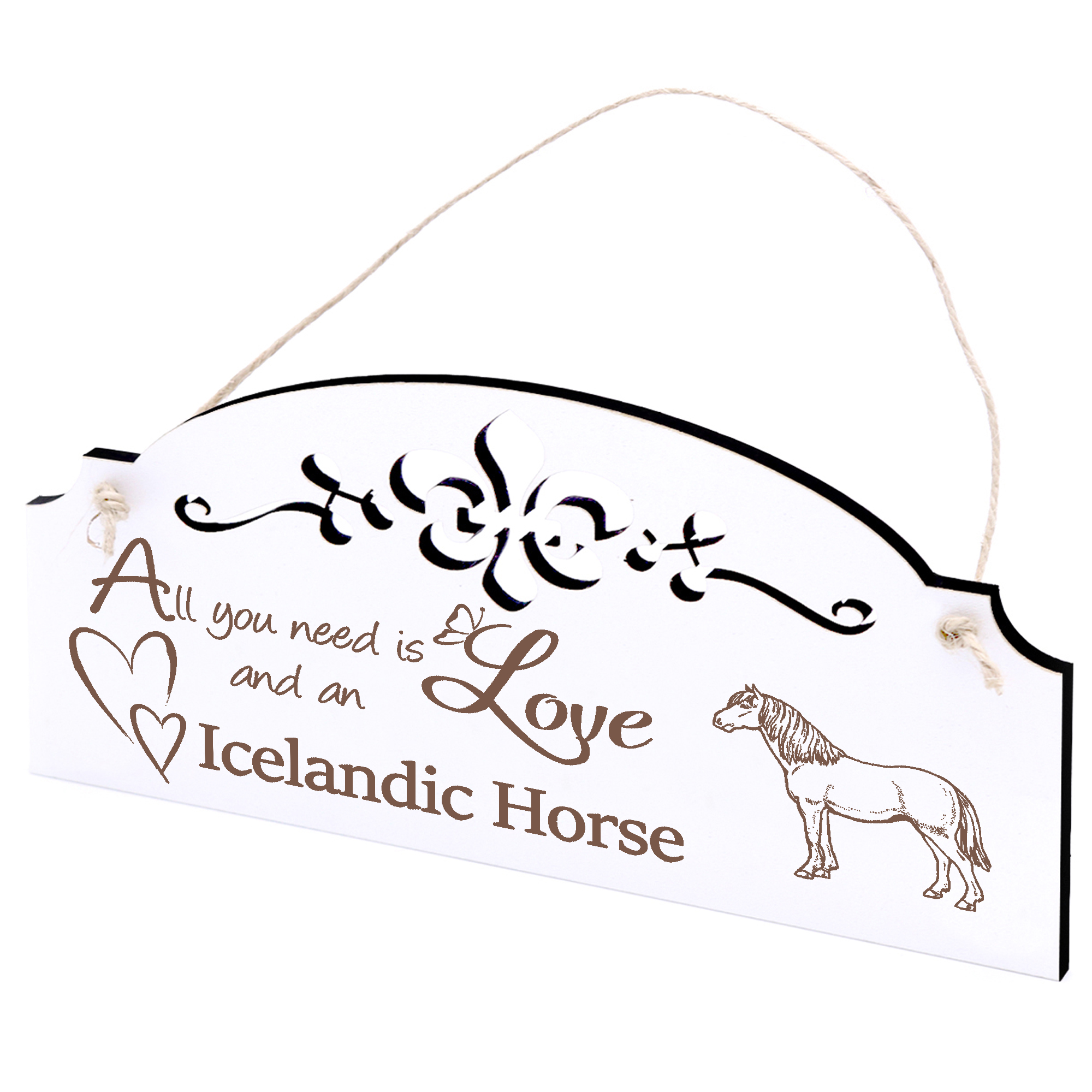 Schild Islandpferd Isländer Pferd Deko 20x10cm - All you need is Love and an Icelandic Horse - Holz