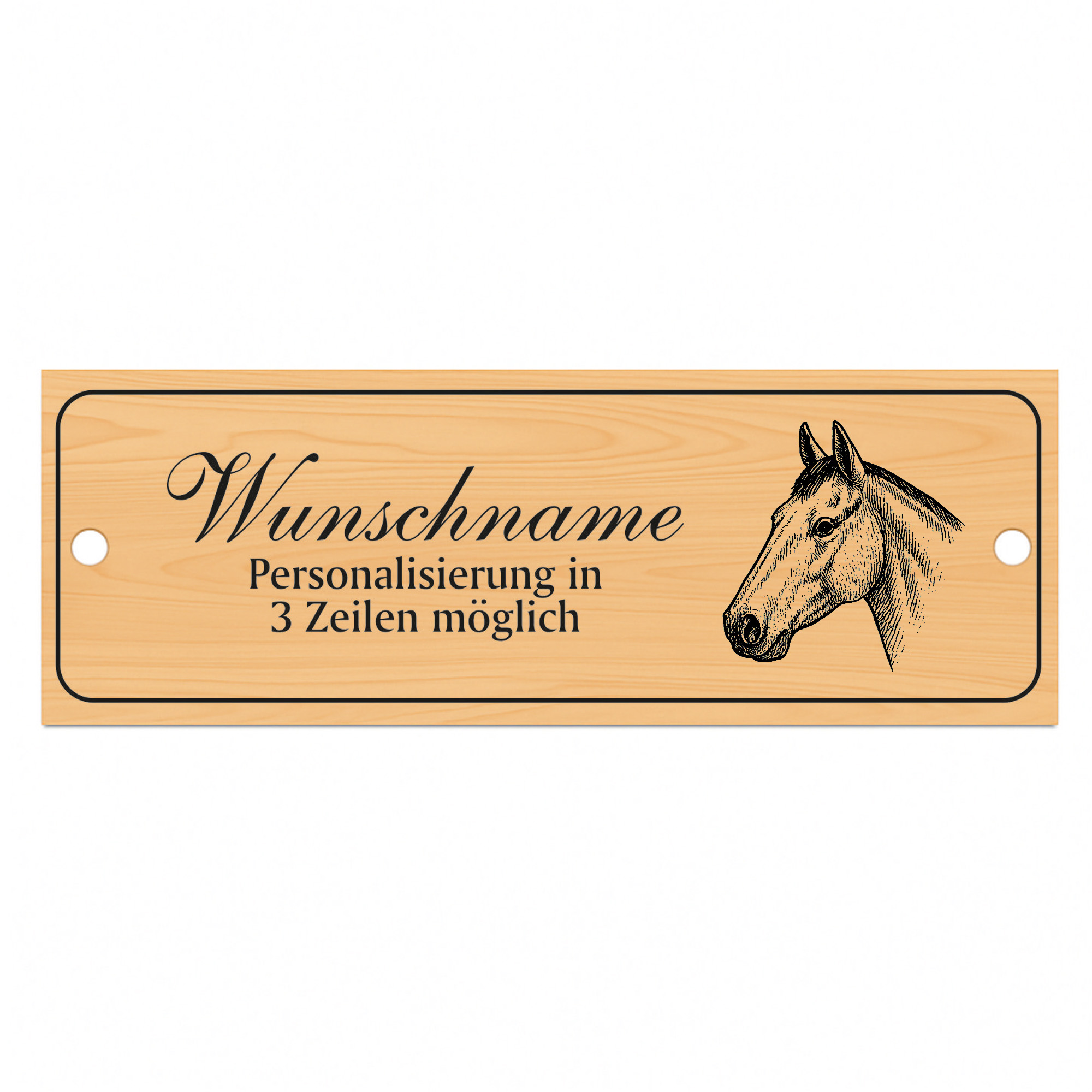 Stallschild Oldenburger personalisierbar mit Wunschtext – Stalltafel Pferdeschild Pferdebox Holzoptik - 20×7,5 cm