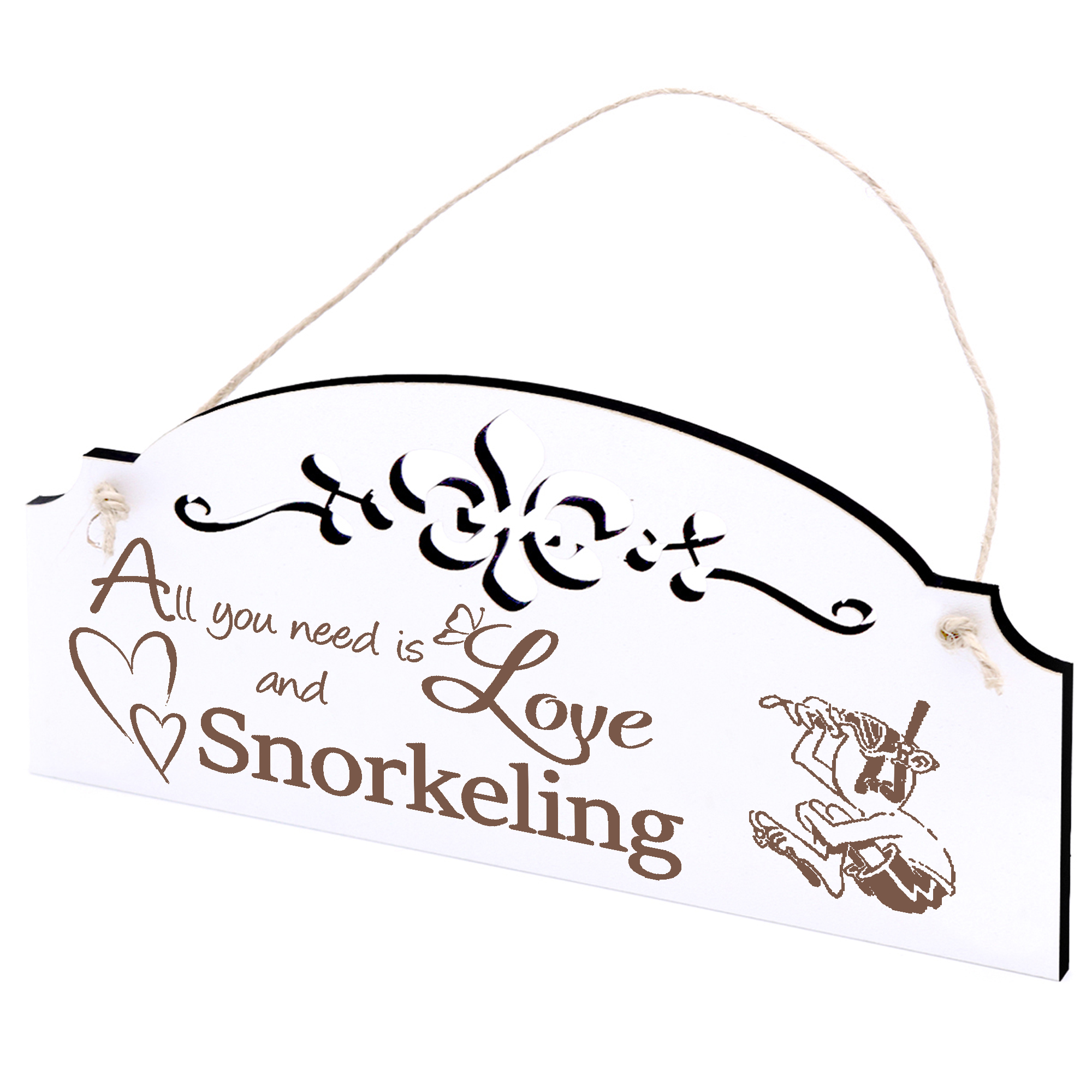 Schild Schnorcheln Deko 20x10cm - All you need is Love and Snorkeling - Holz