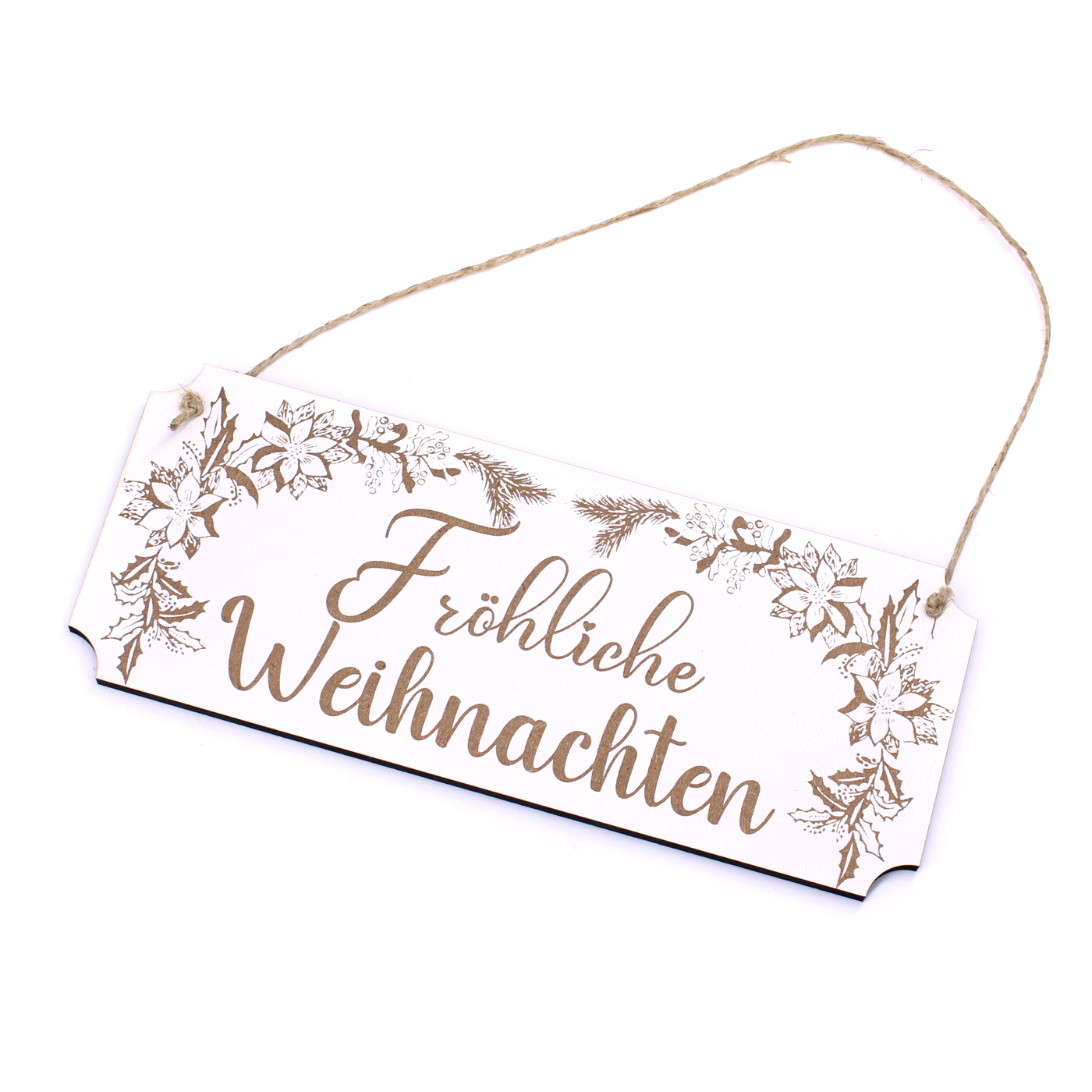 Schild Fröhliche Weihnachten - mit Weihnachtsstern Motiv - Dekoschild Türschild Türdeko