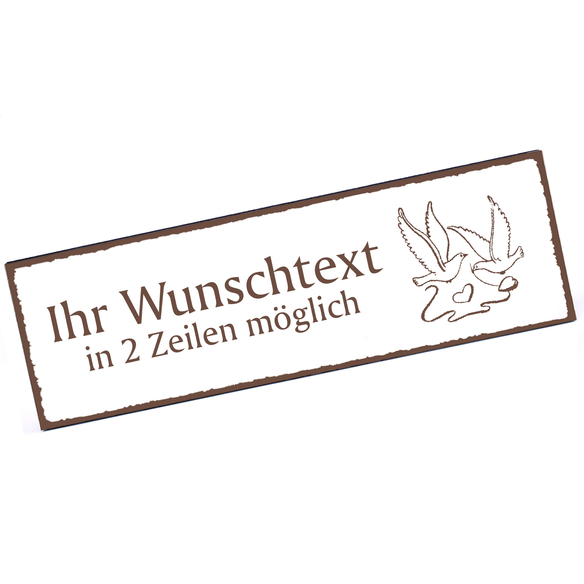 Türschild Hochzeitstauben  Namensschild personalisiert mit Gravur - 150mm x 50mm - selbstklebend