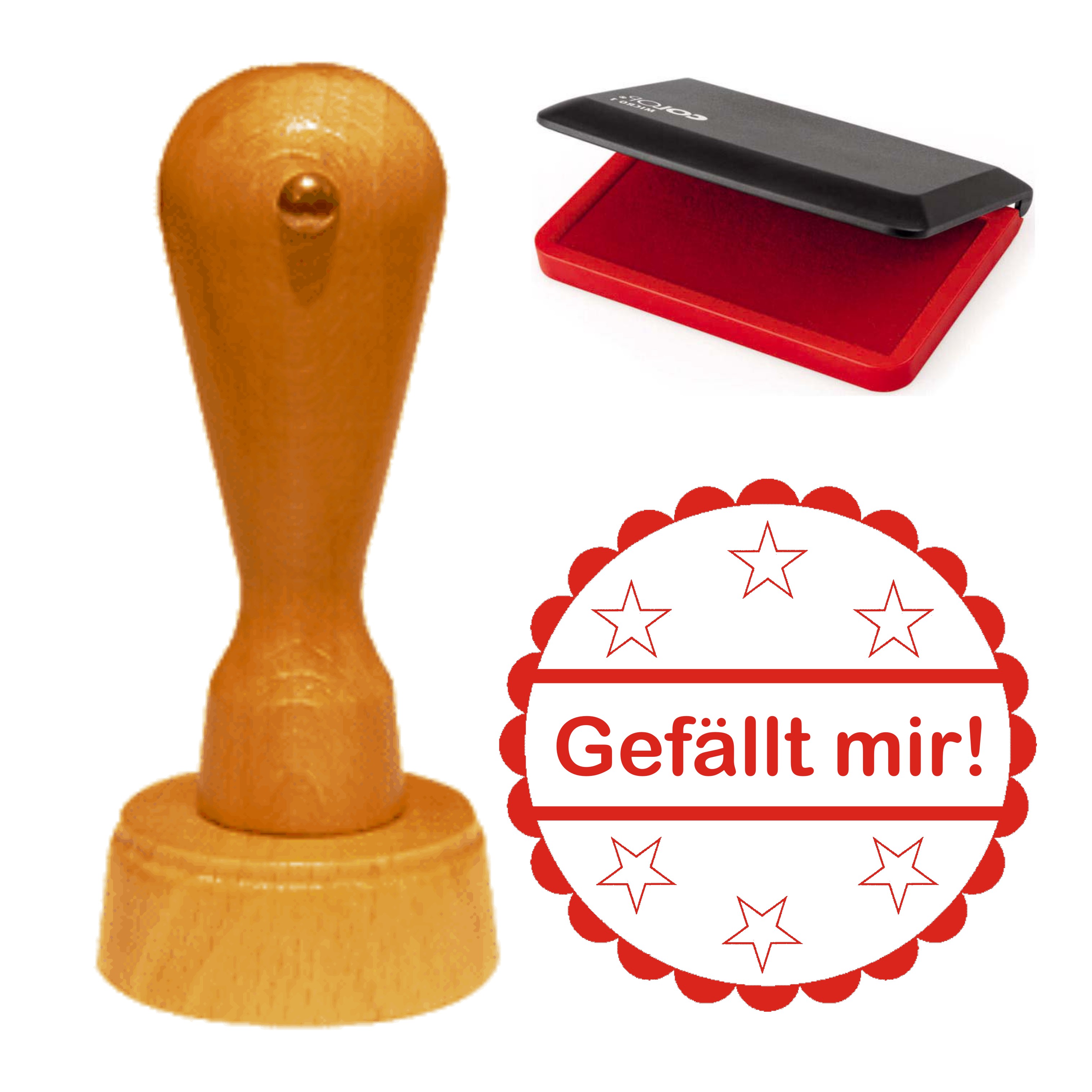 Cooler Stempel « GEFÄLLT MIR! » inkl. Stempelkissen