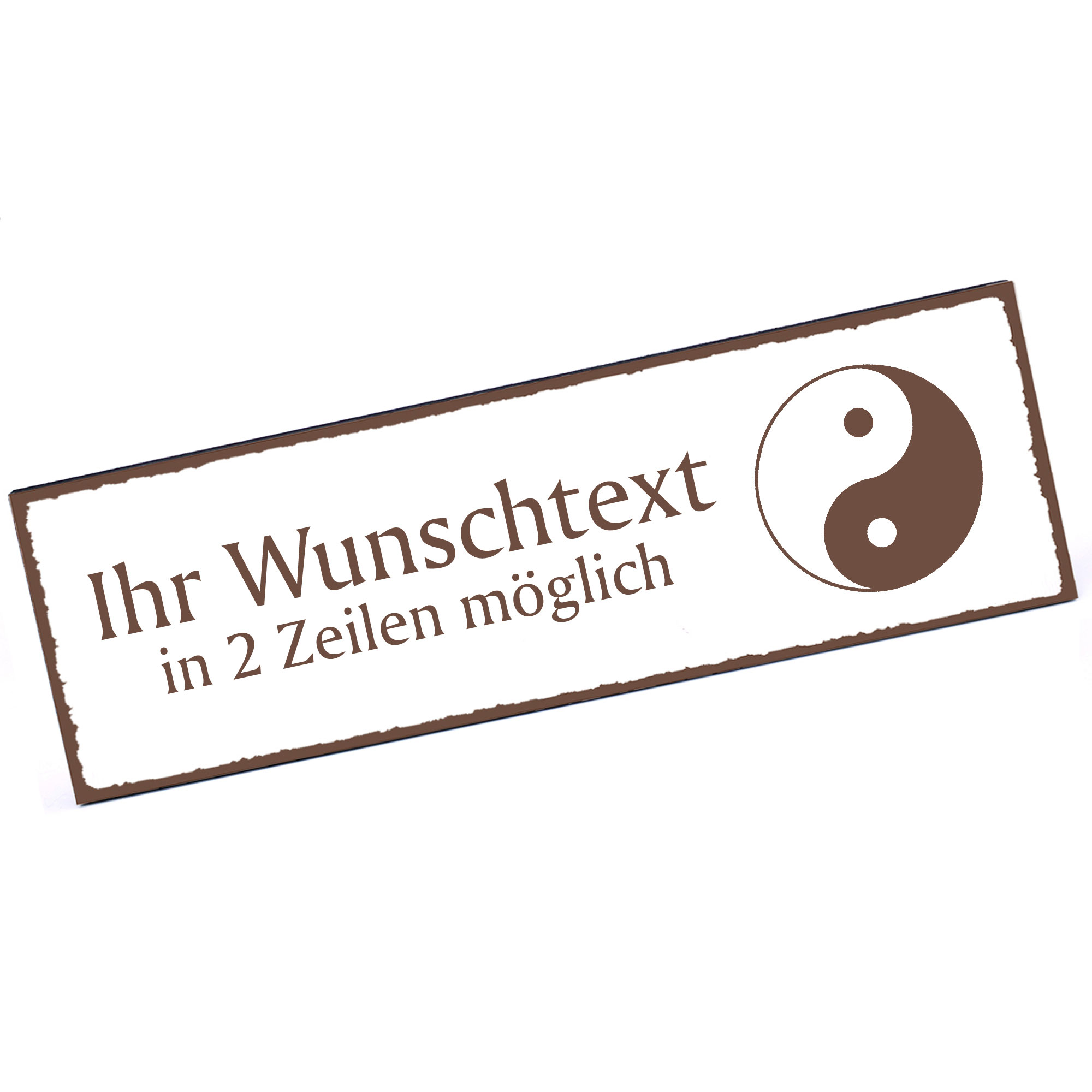 Türschild Yin und Yang  Namensschild personalisiert mit Gravur - 150mm x 50mm - selbstklebend
