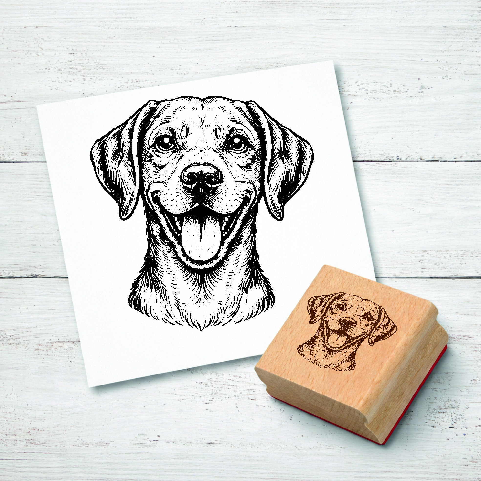 Motivstempel Vizsla Hund - Stempel mit Hundemotiv - Holzstempel Abdruck 45 x 48 mm